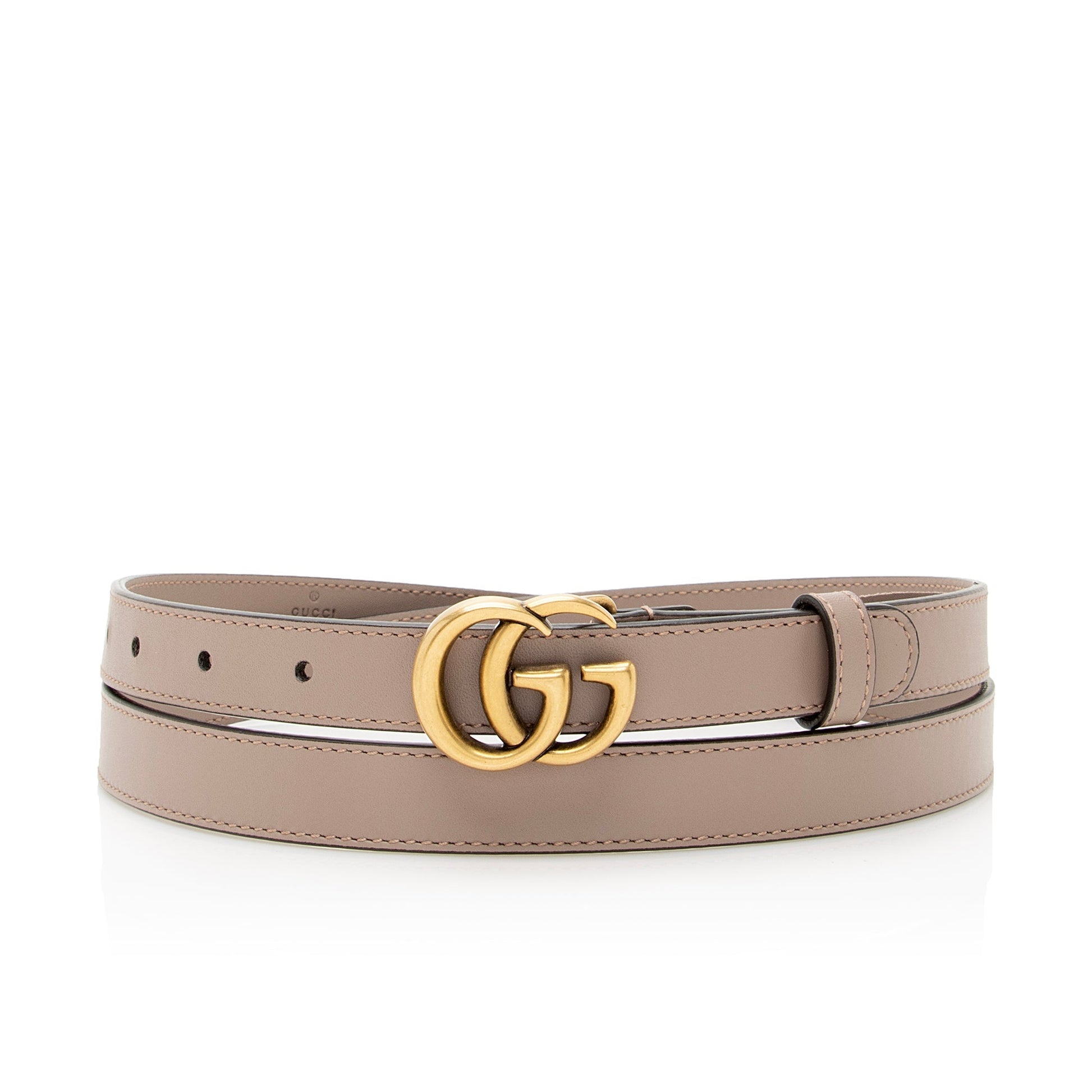 Gucci GG Marmont Slim Belt - Leather Beige Pink Accessory