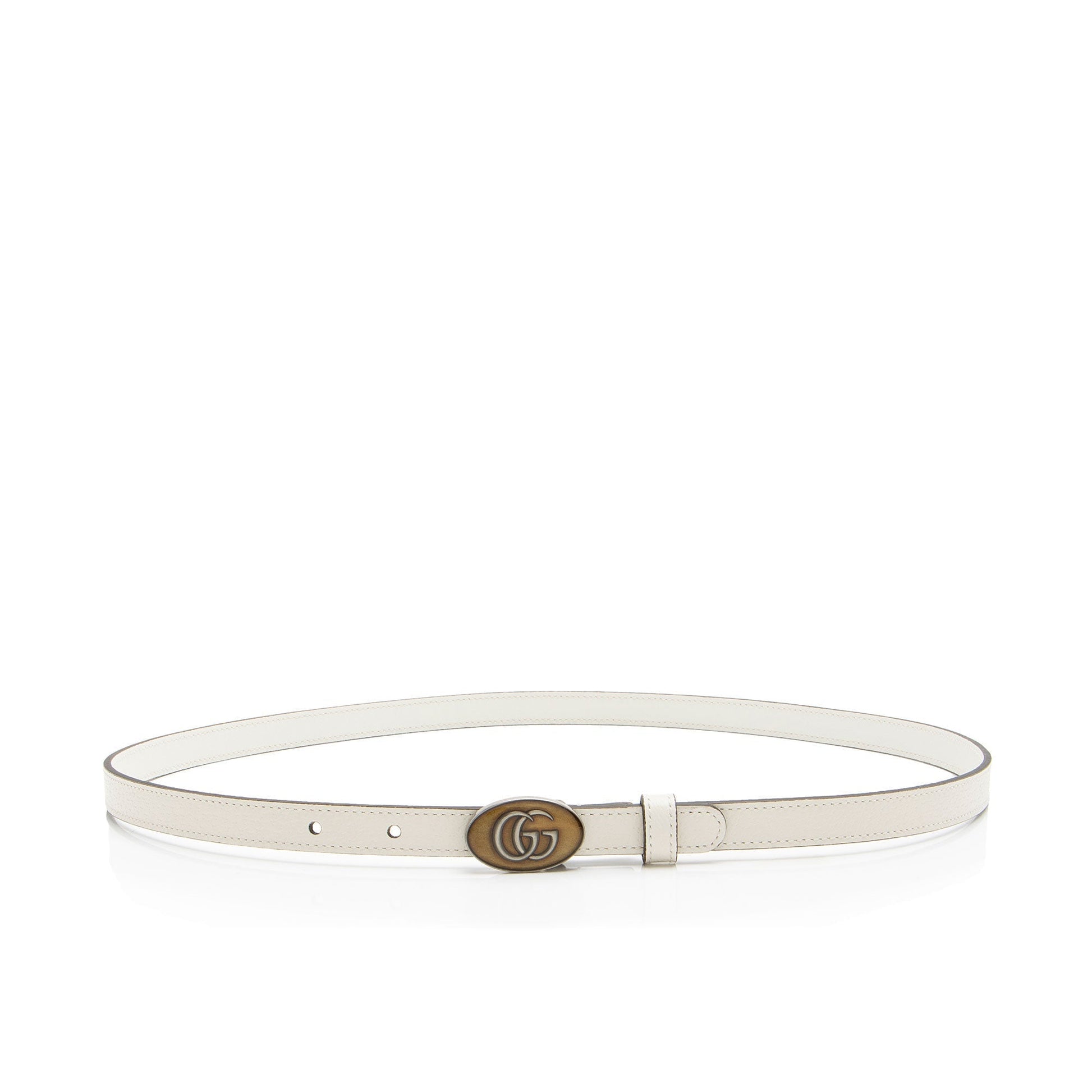 Gucci Enamel GG Slim Belt - Leather White Accessory