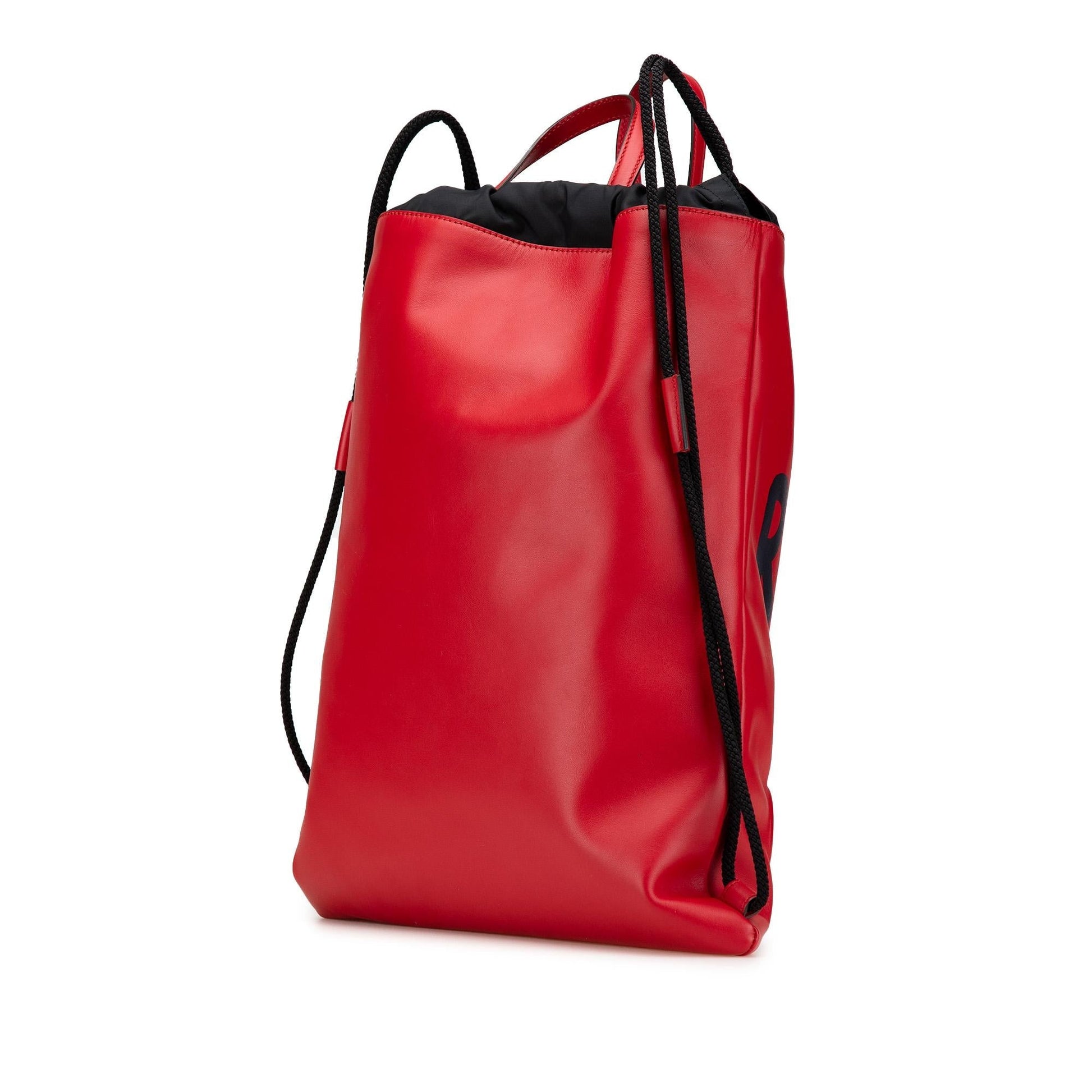 Gucci Ghost Drawstring Backpack Leather Calf Red Jewelry