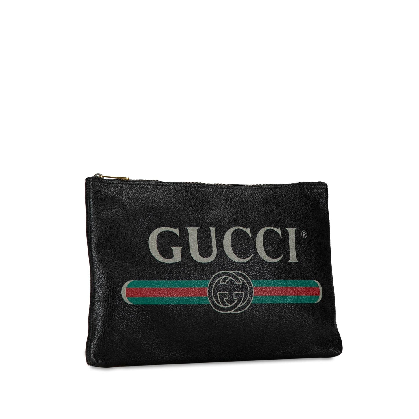 Gucci SHG-0B9RCU Leather Calf Black Logo Clutch Bag