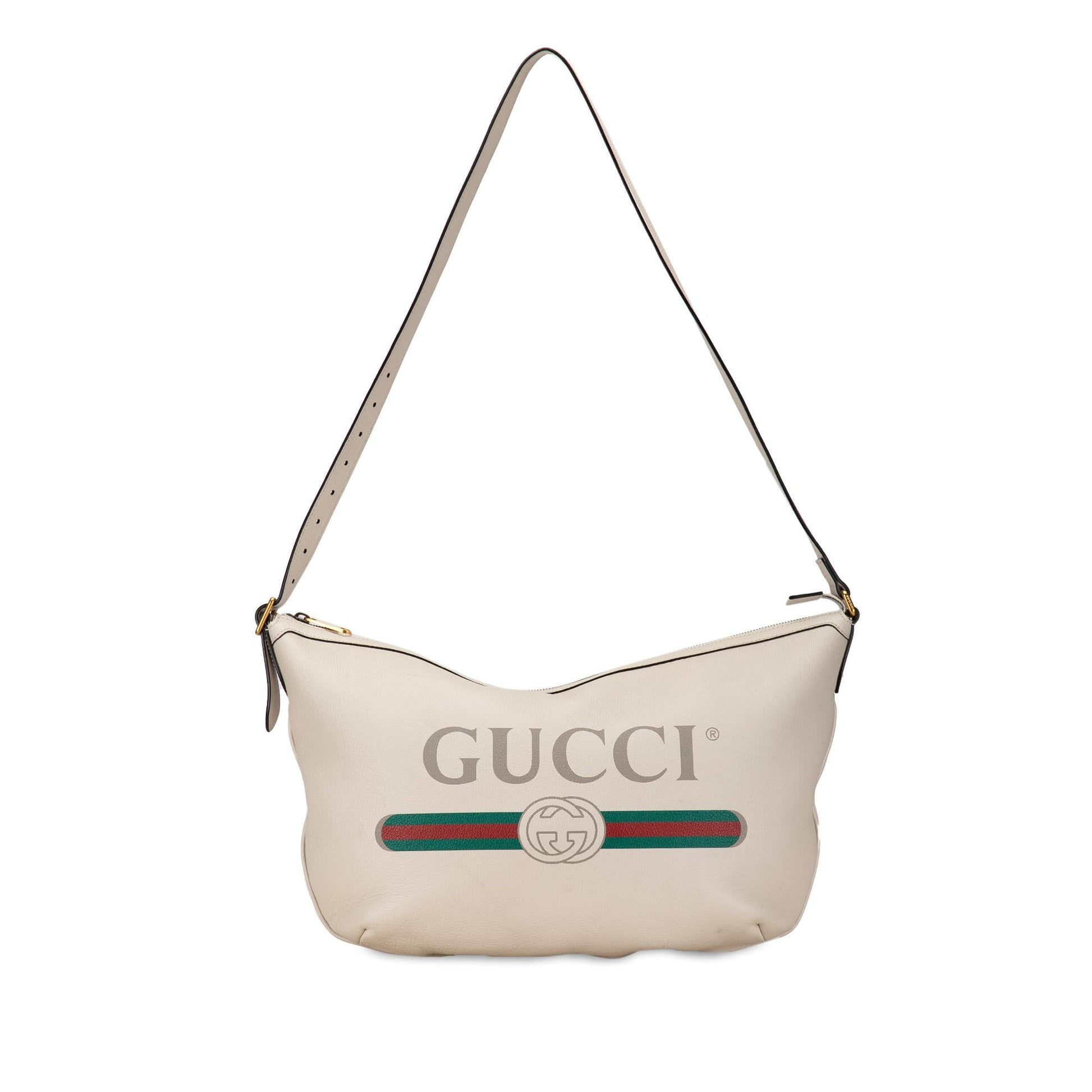 Gucci Half Moon SHG-9LT2Mn Leather Calf White Logo Shoulder Bag