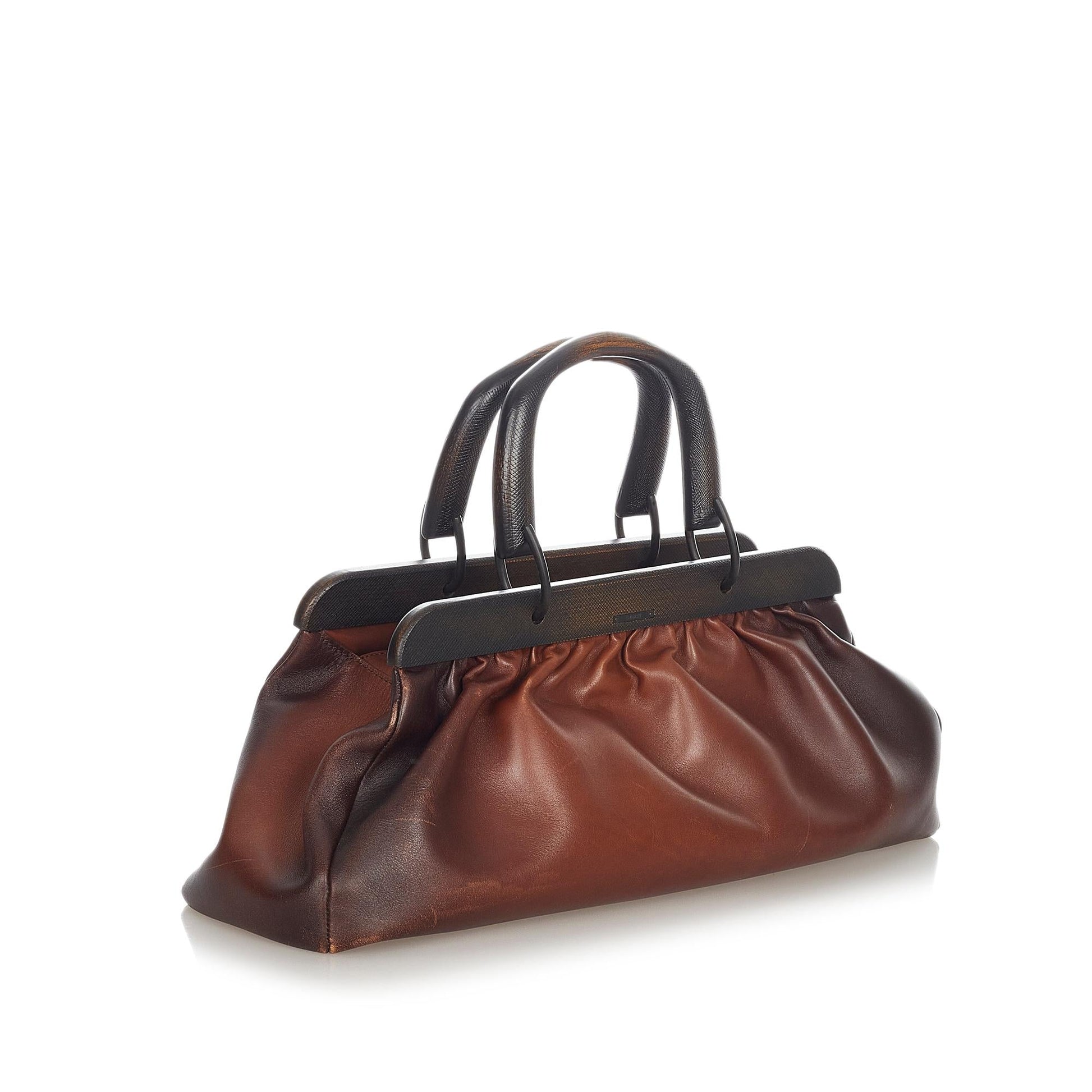 Gucci SHG Leather Calf Brown Satchel Bag 4