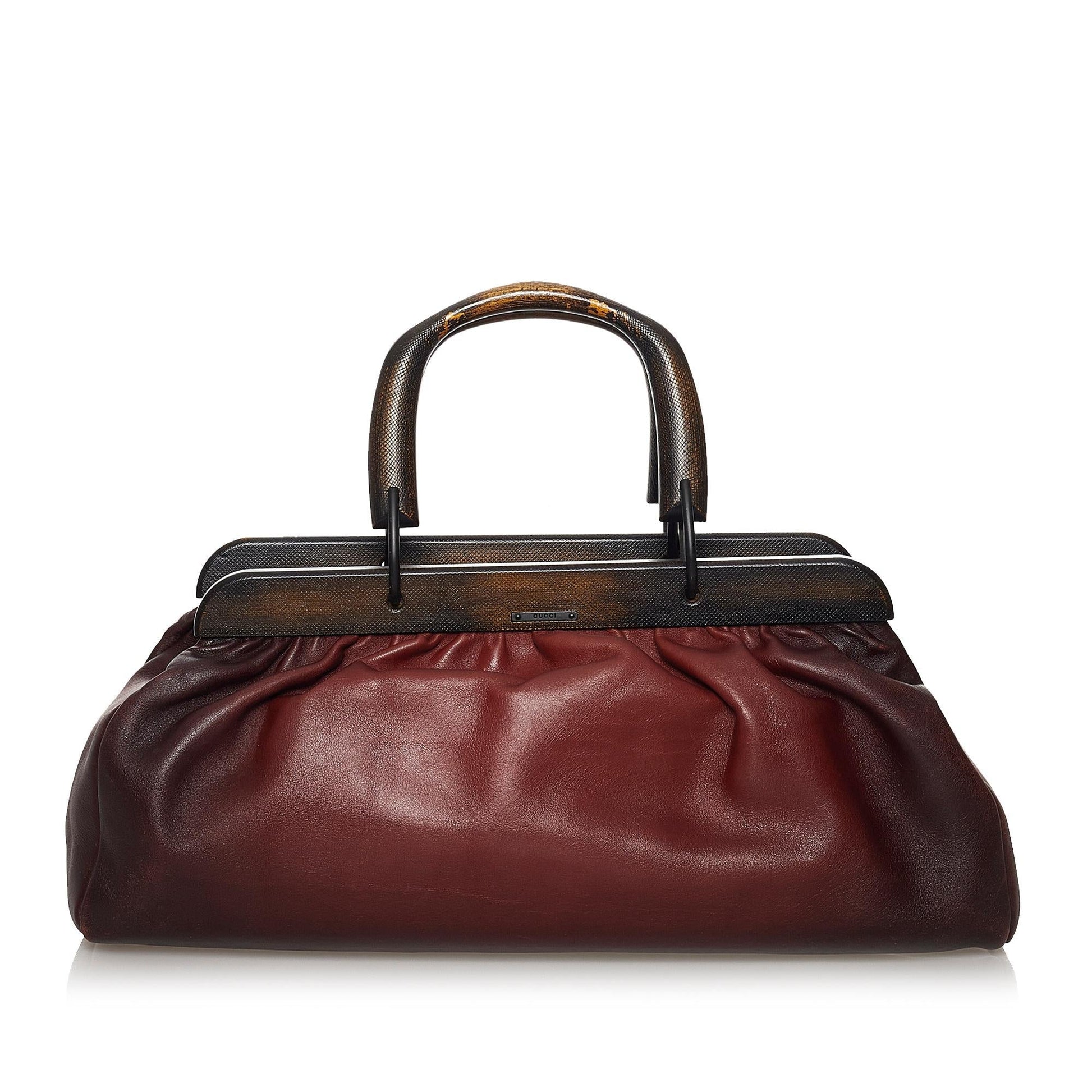 Gucci SHG Leather Calf Brown Satchel Bag 3