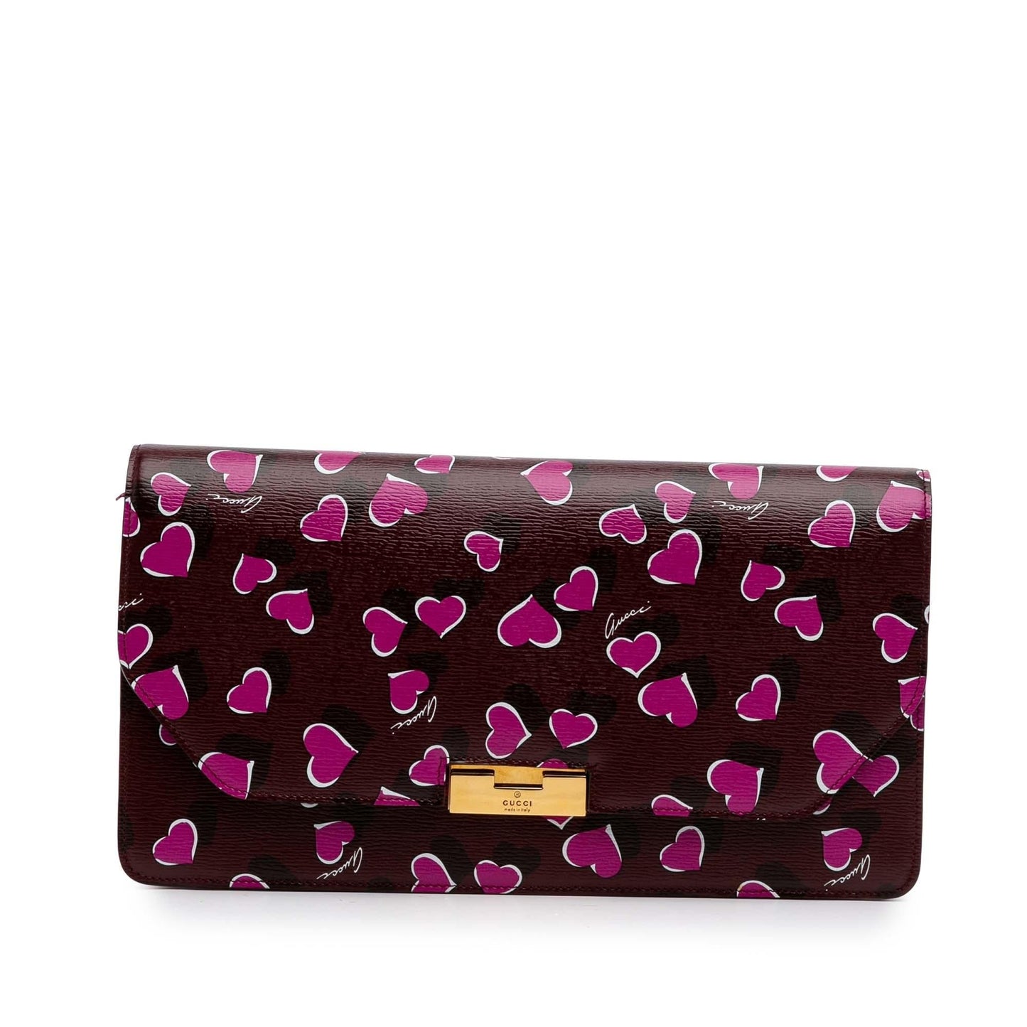 Gucci Heartbeat Leather Calf Red Clutch Bag