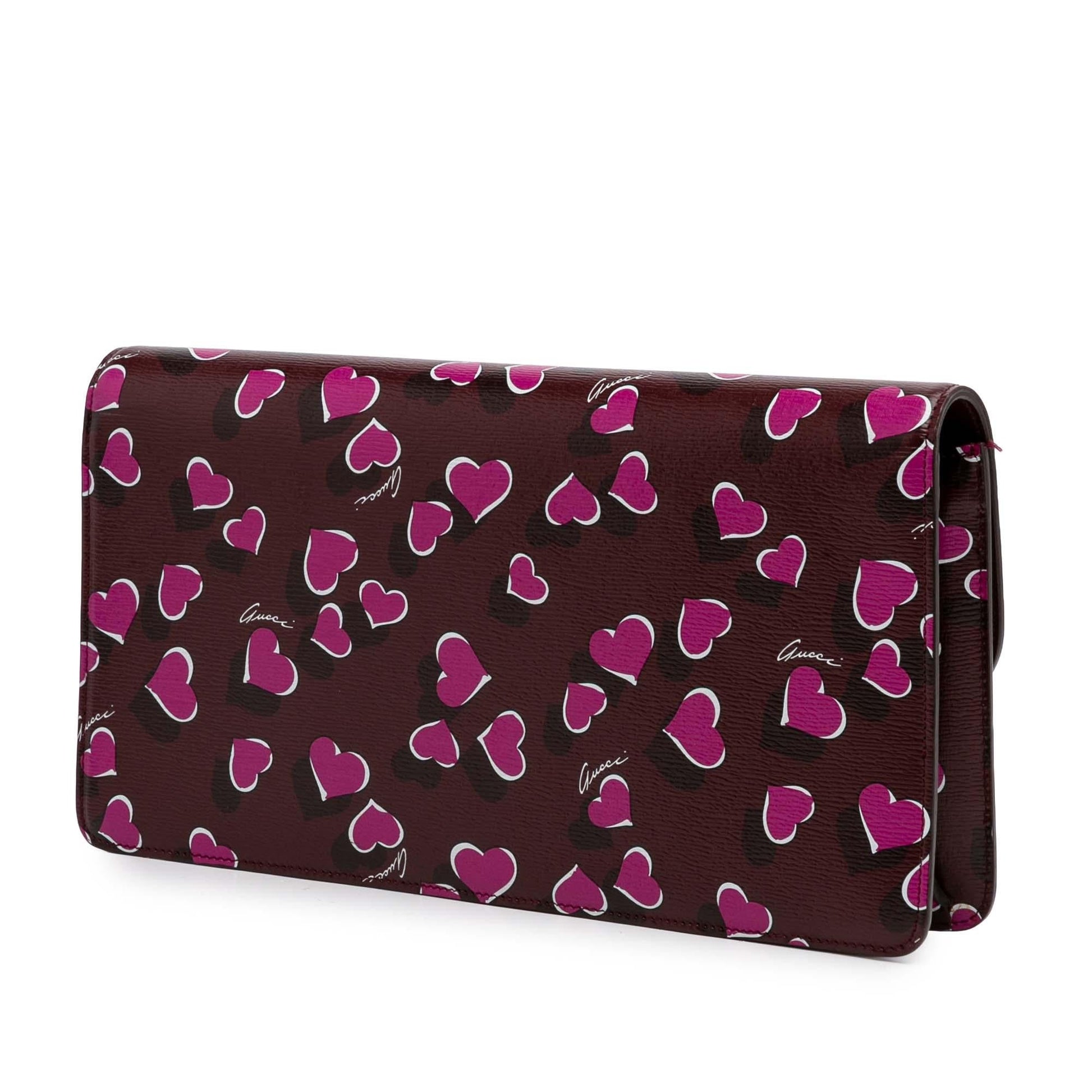 Gucci Heartbeat Leather Calf Red Clutch Bag