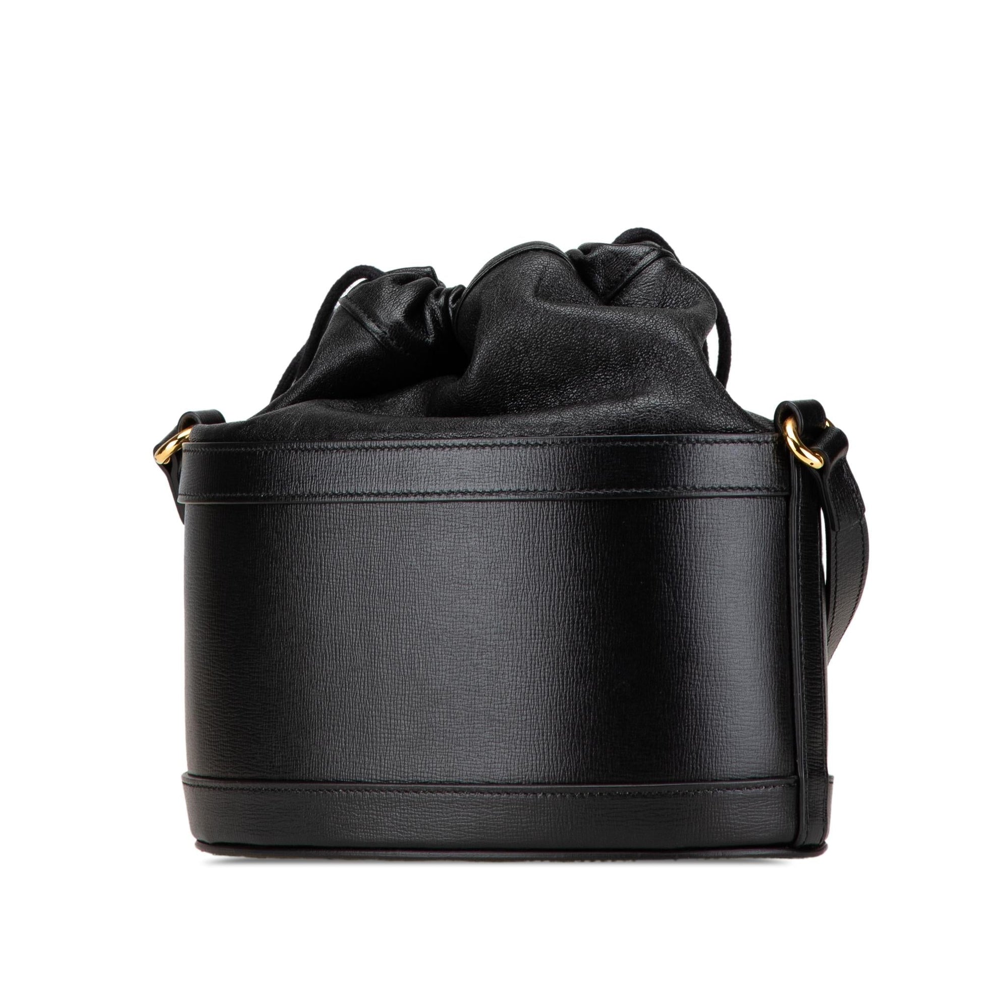 Gucci Horsebit Leather Calf Black Bucket Shoulder Bag Bucket Bag