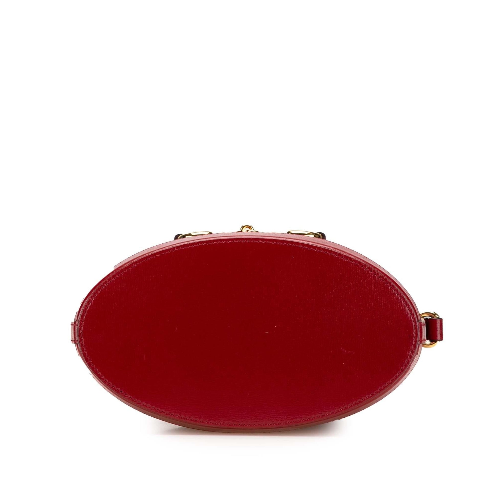 Gucci Horsebit Leather Calf Red Bucket Shoulder Bag