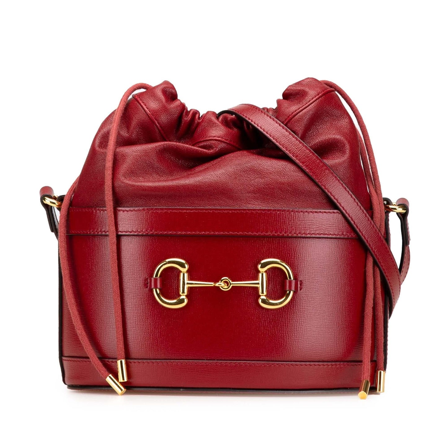 Gucci Horsebit Leather Calf Red Bucket Shoulder Bag
