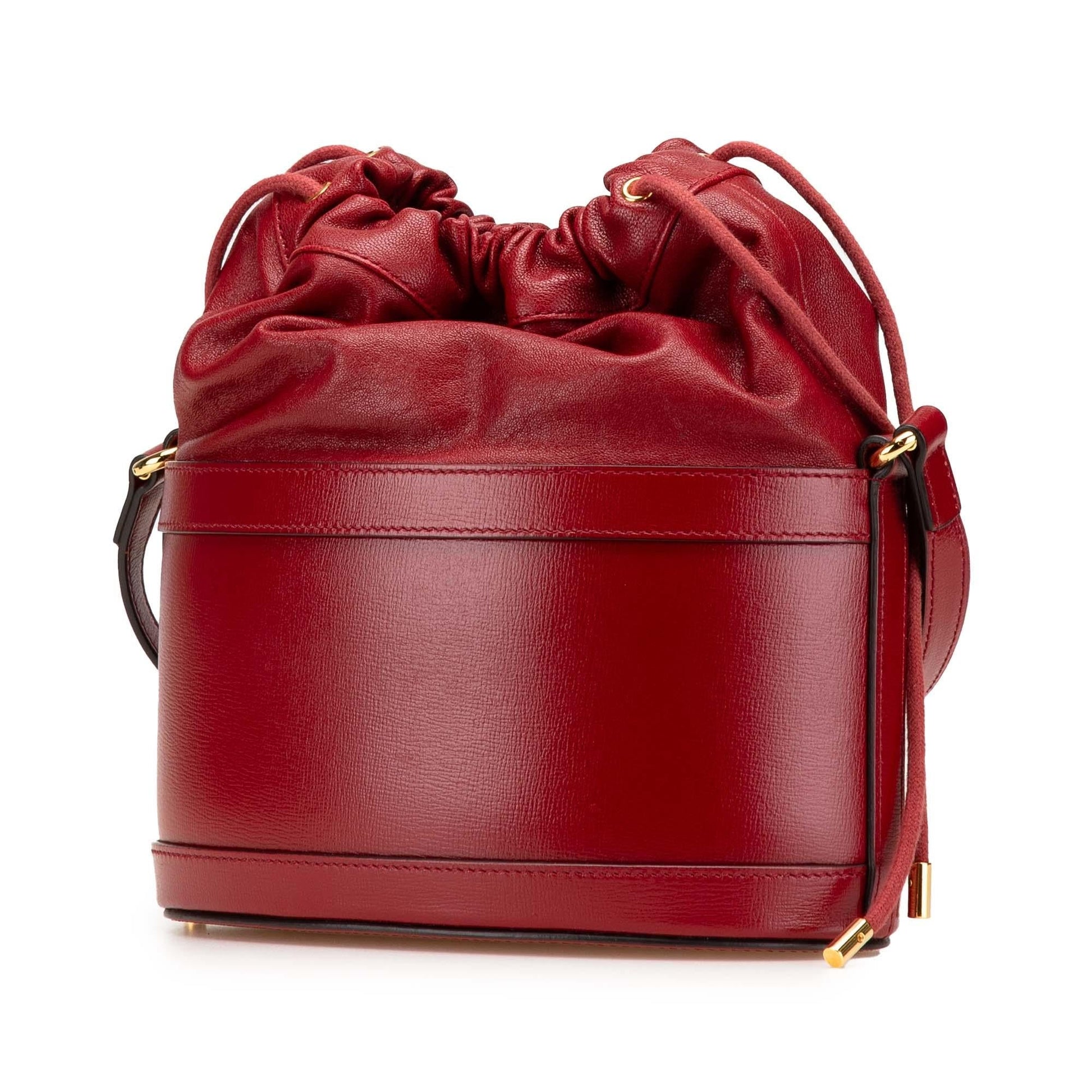 Gucci Horsebit Leather Calf Red Bucket Shoulder Bag