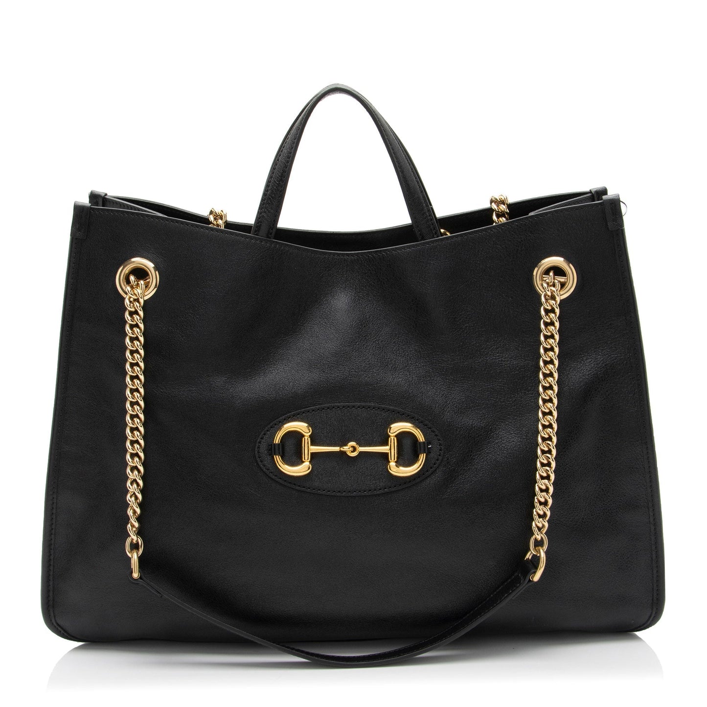 Gucci Horsebit Leather Black Large Chain Shoulder Bag