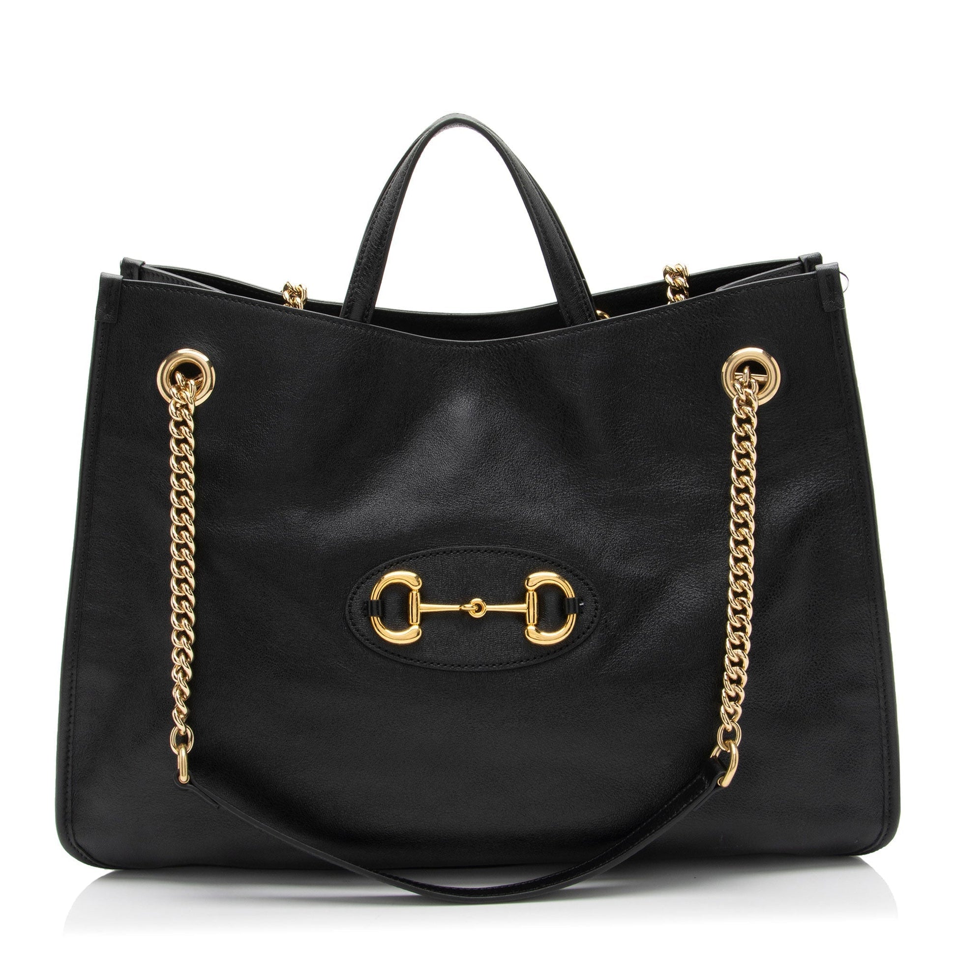 Gucci Horsebit Leather Black Large Chain Shoulder Bag