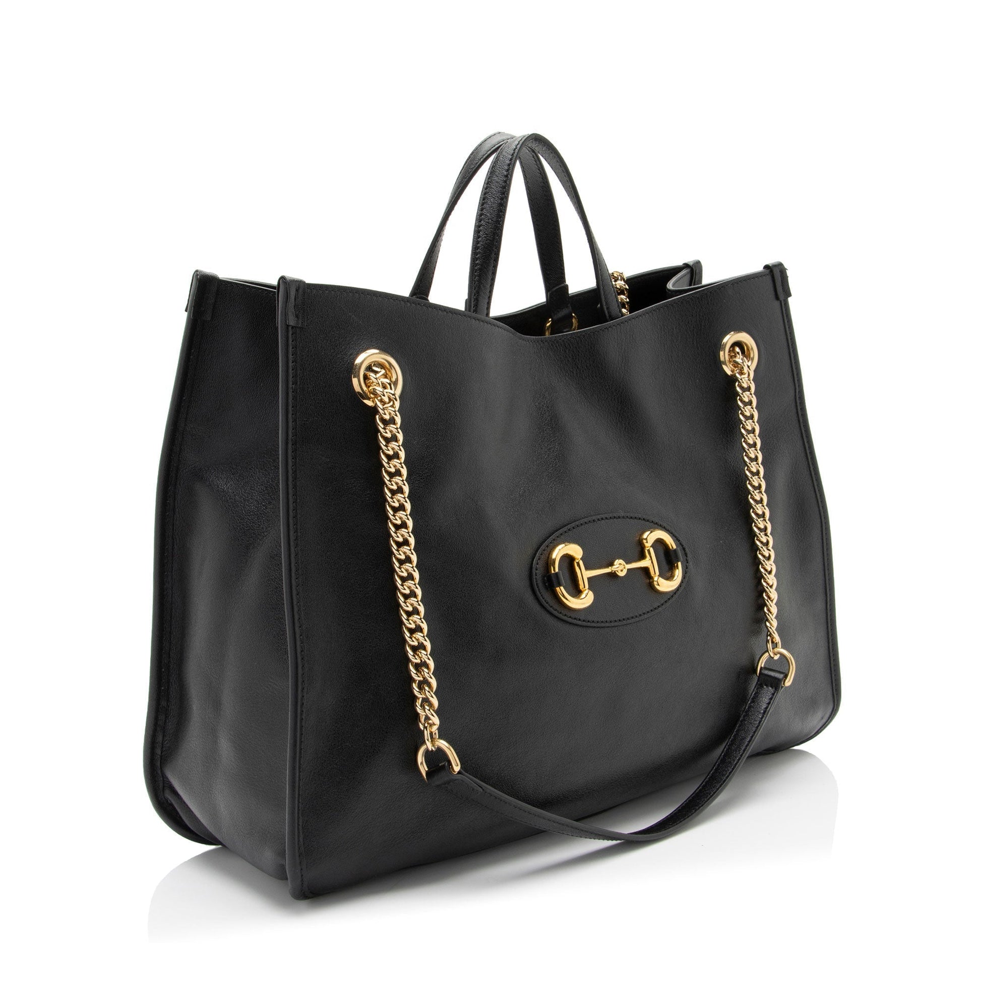 Gucci Horsebit Leather Black Large Chain Shoulder Bag