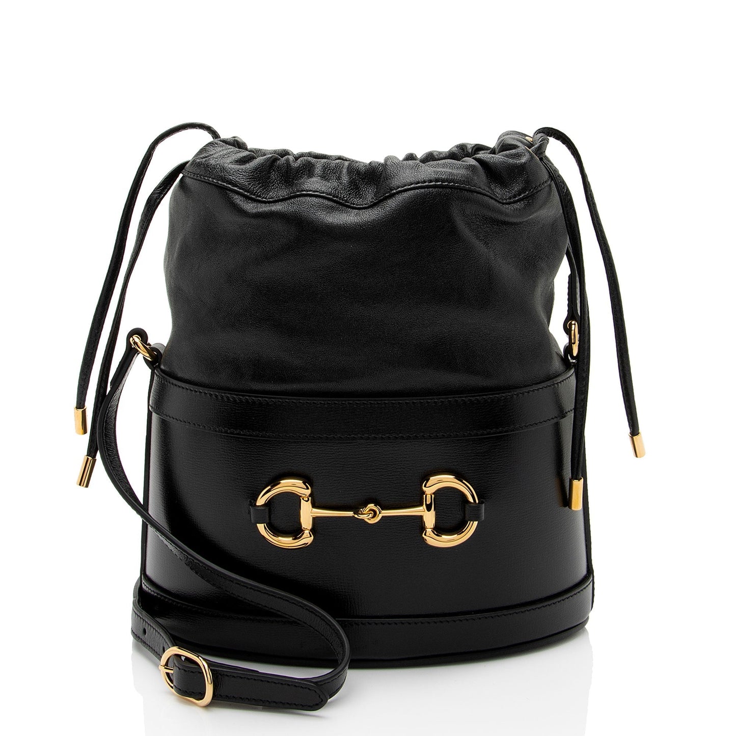 Gucci Horsebit Drawstring SHF-gQJSRI Leather Black Bucket Jewelry