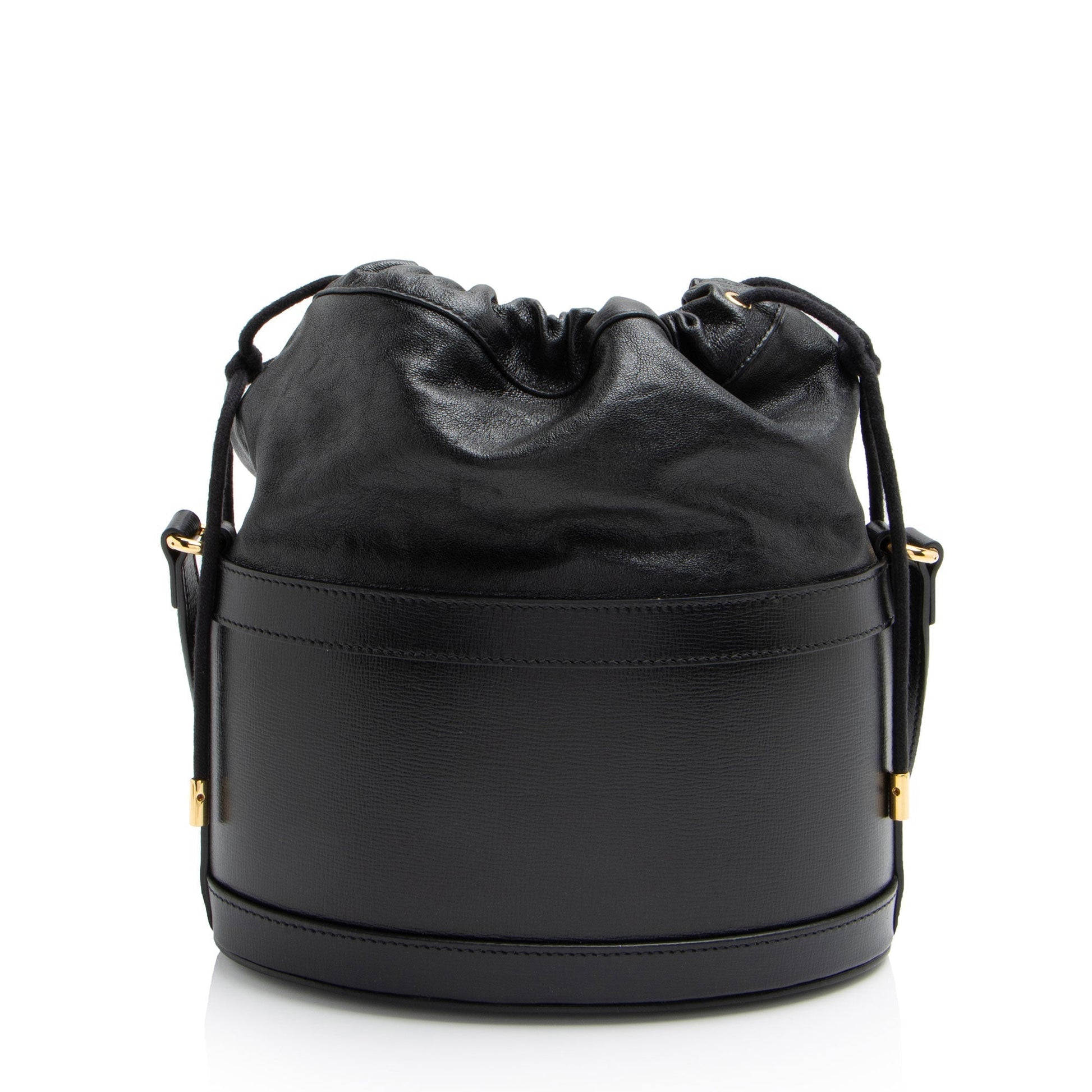 Gucci Horsebit Drawstring SHF-LUUWQJ Leather Nylon Black Bucket Jewelry