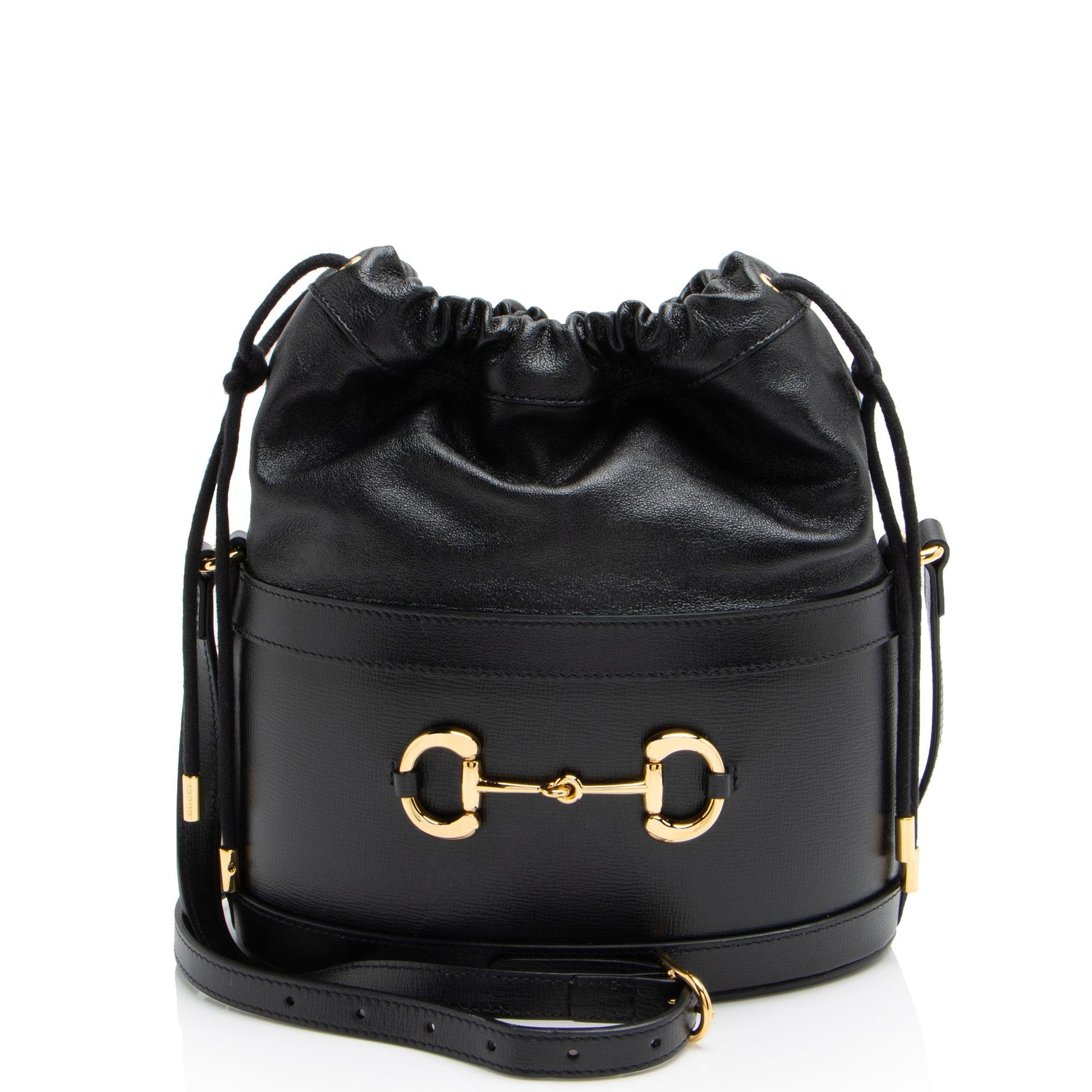 Gucci Horsebit Drawstring SHF-LUUWQJ Leather Nylon Black Bucket Jewelry