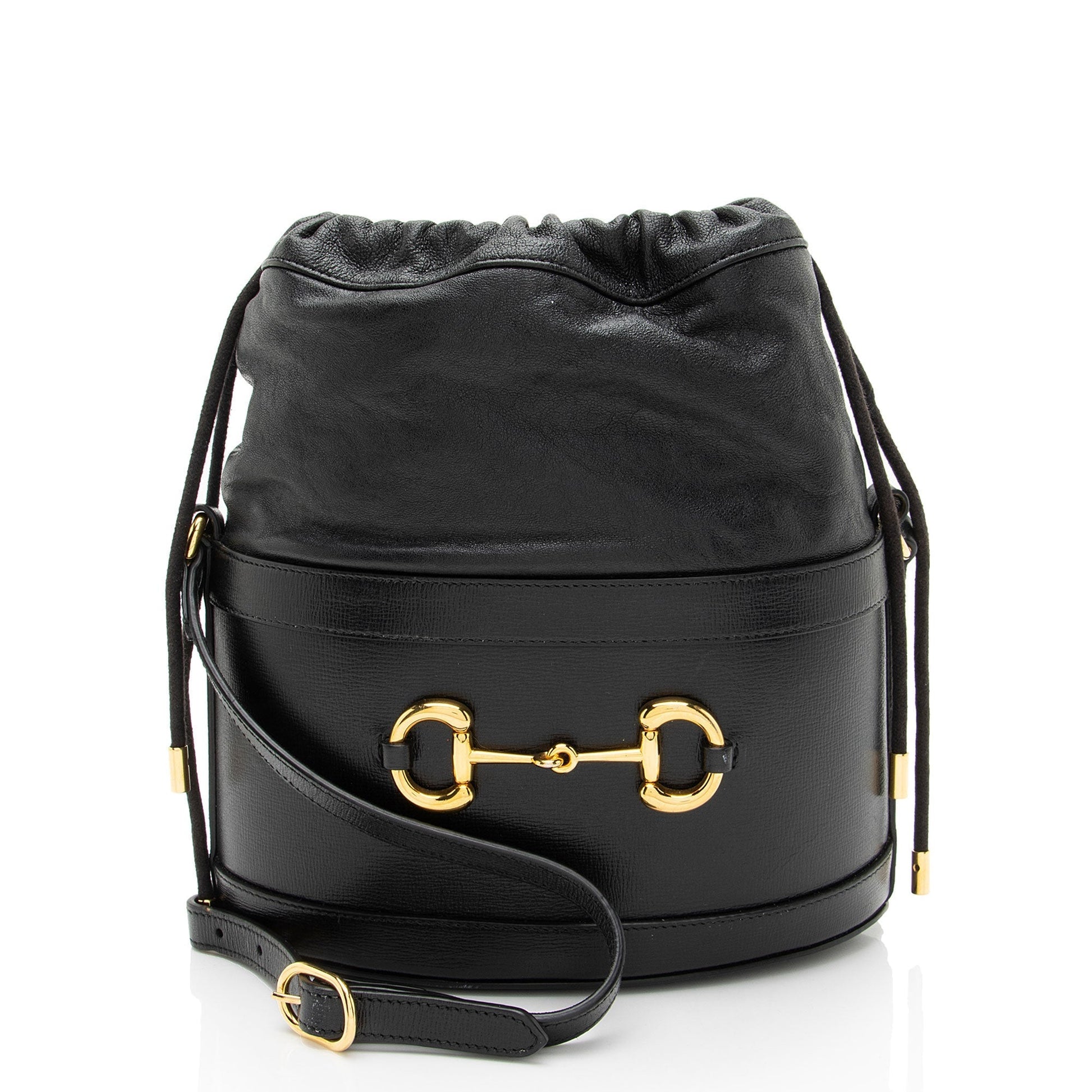 Gucci Horsebit Drawstring Leather Bucket Jewelry