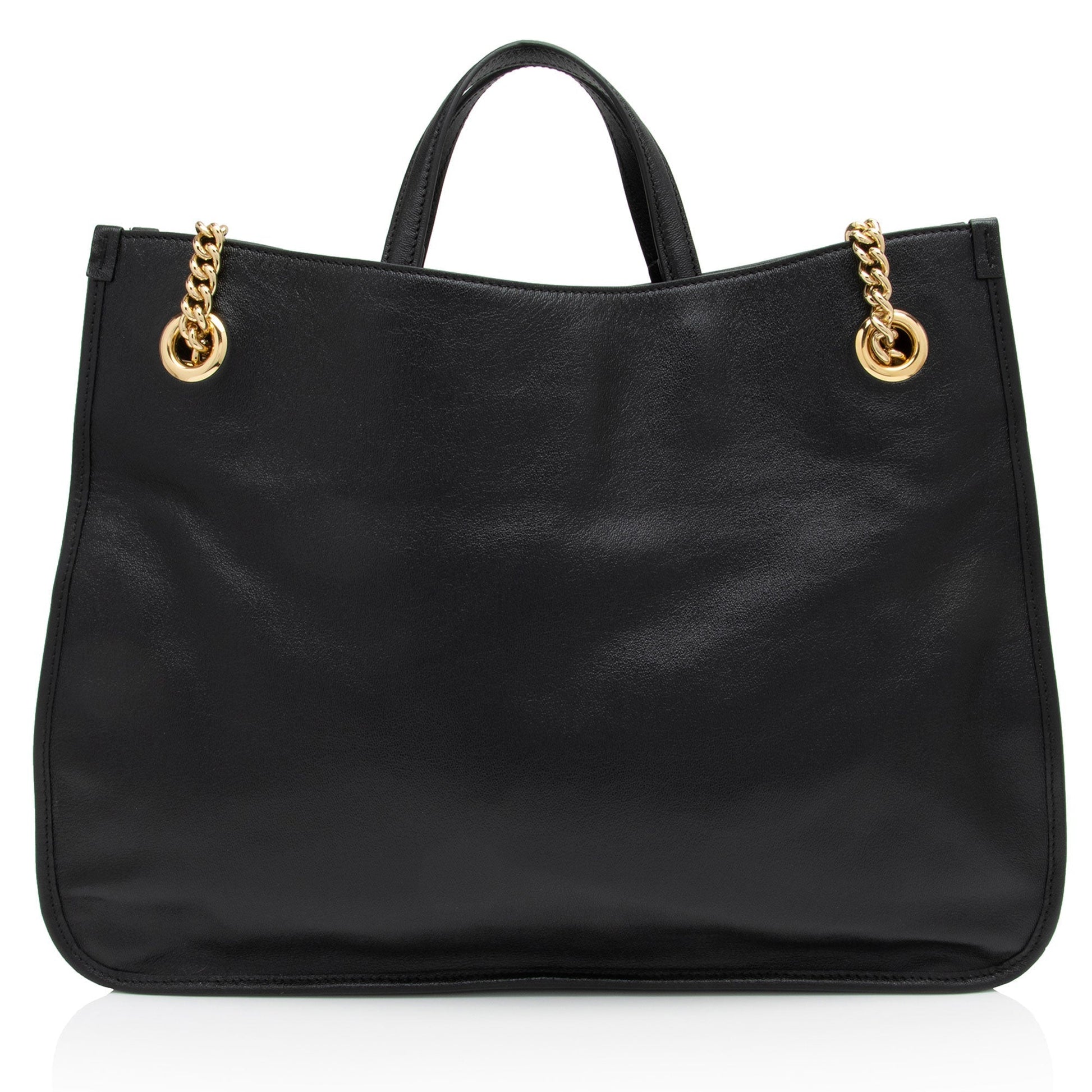 Gucci Horsebit SHF-LnlXOo Leather Black Large Chain Tote Bag