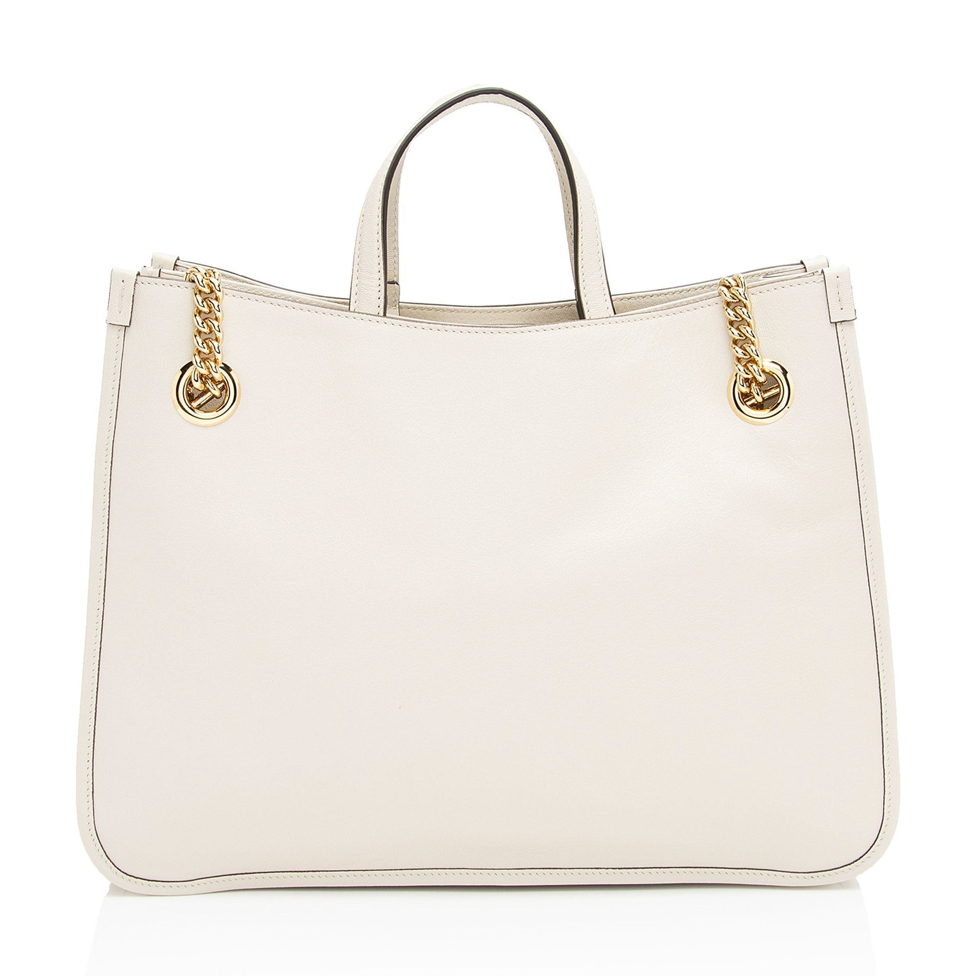 Gucci Horsebit SHF-BigRbj Leather White Medium Tote Bag