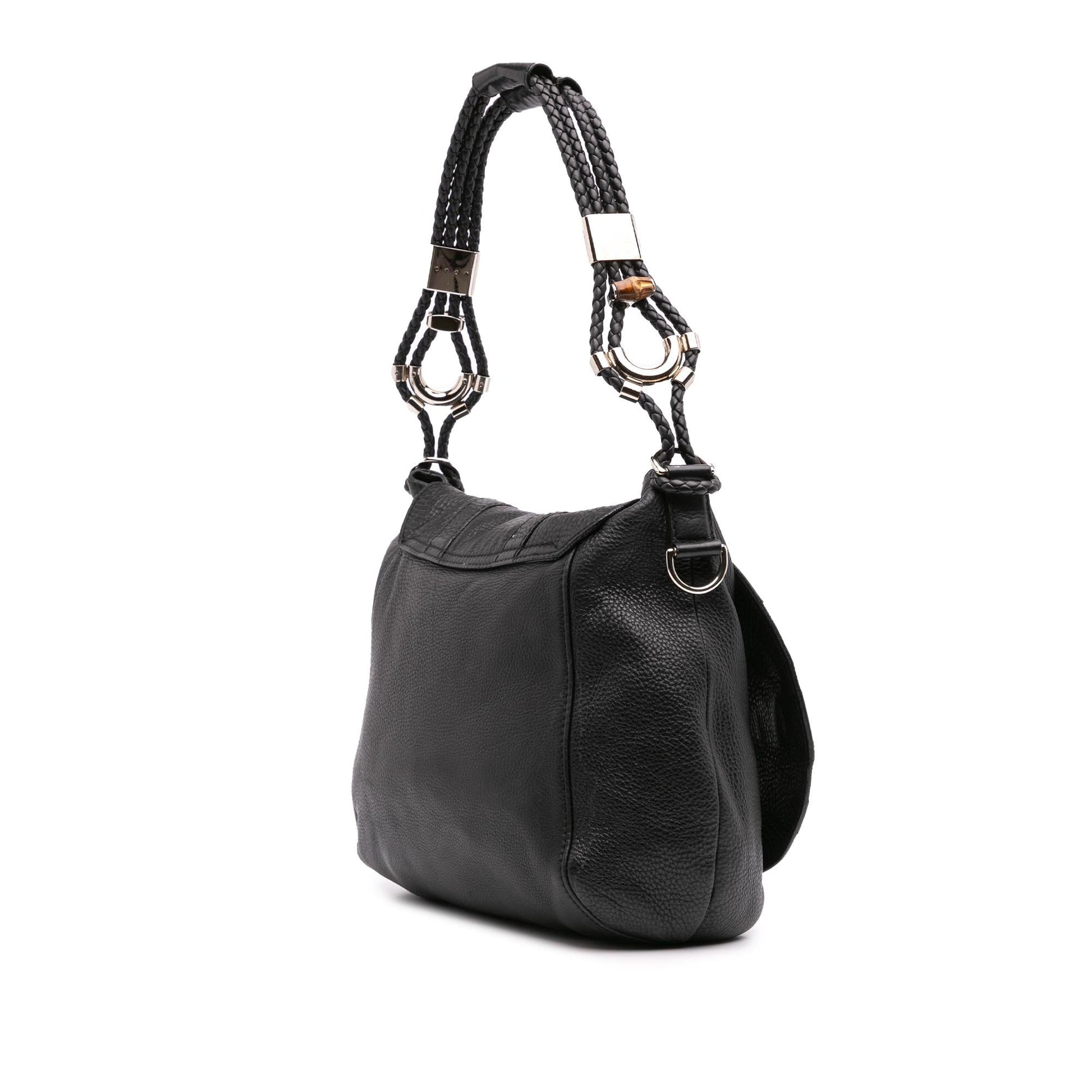 Gucci Horsebit Techno Leather Calf Black Satchel Bag