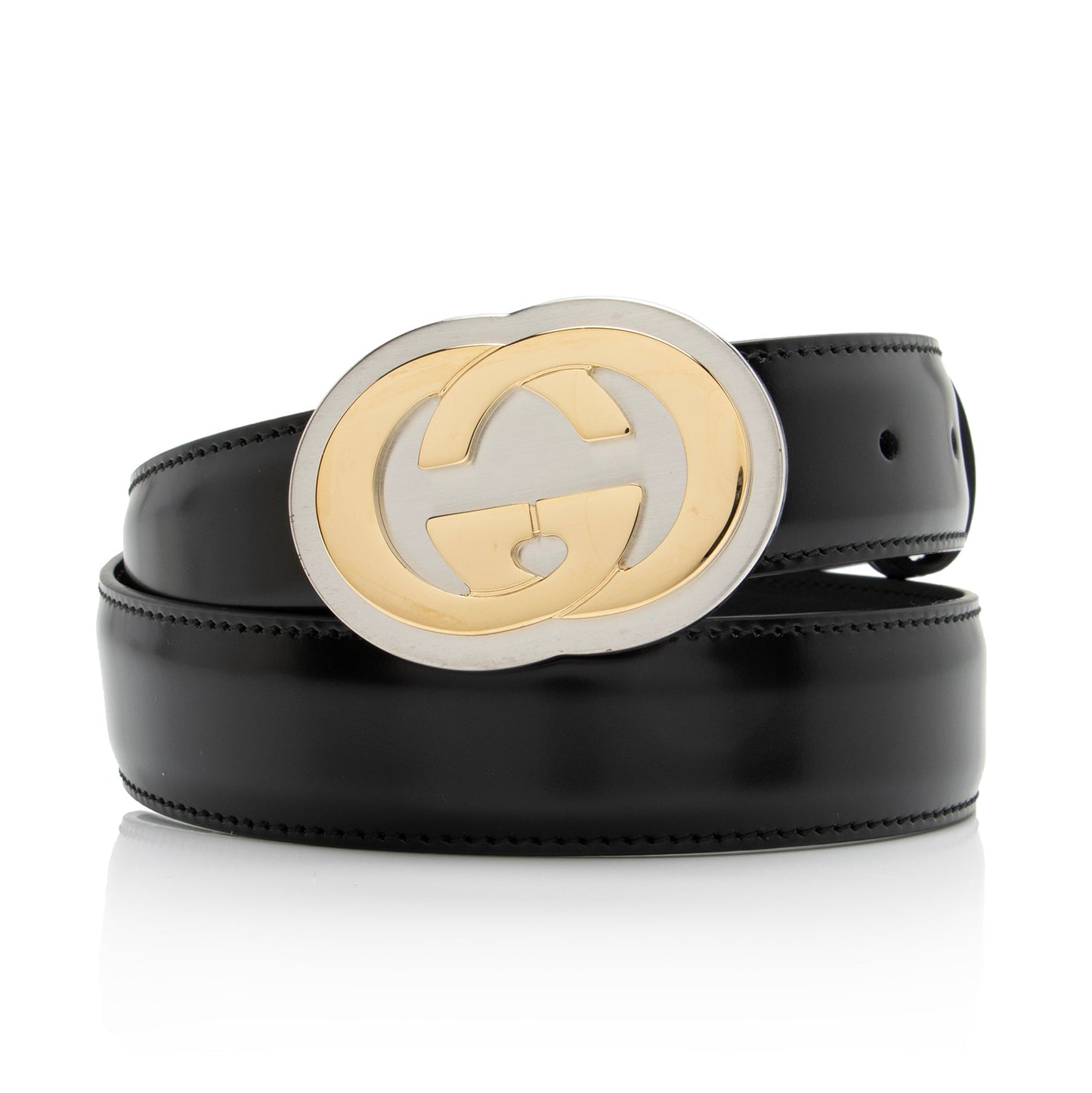 Gucci Interlocking G Belt - Size Leather Black Accessory 80 Shf