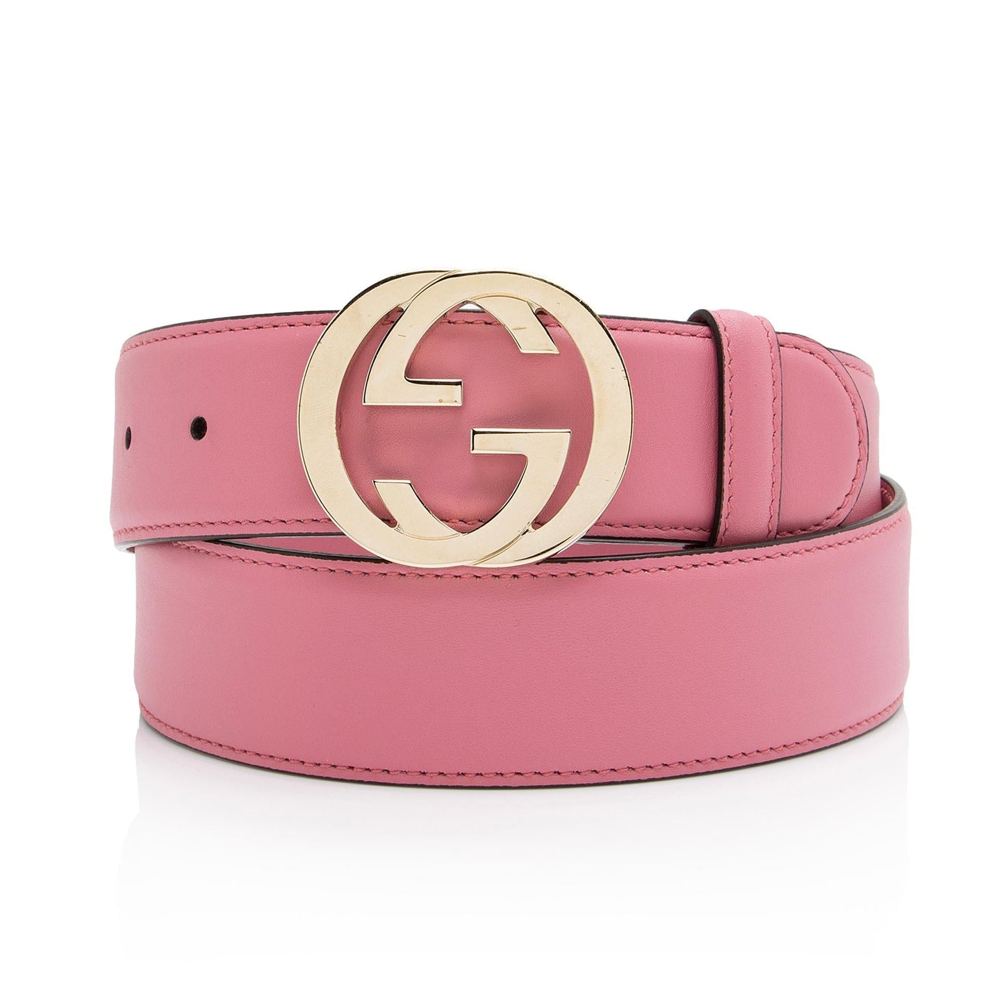 Gucci Interlocking G Belt - Size Leather Pink Accessory Shf Pyhr7L
