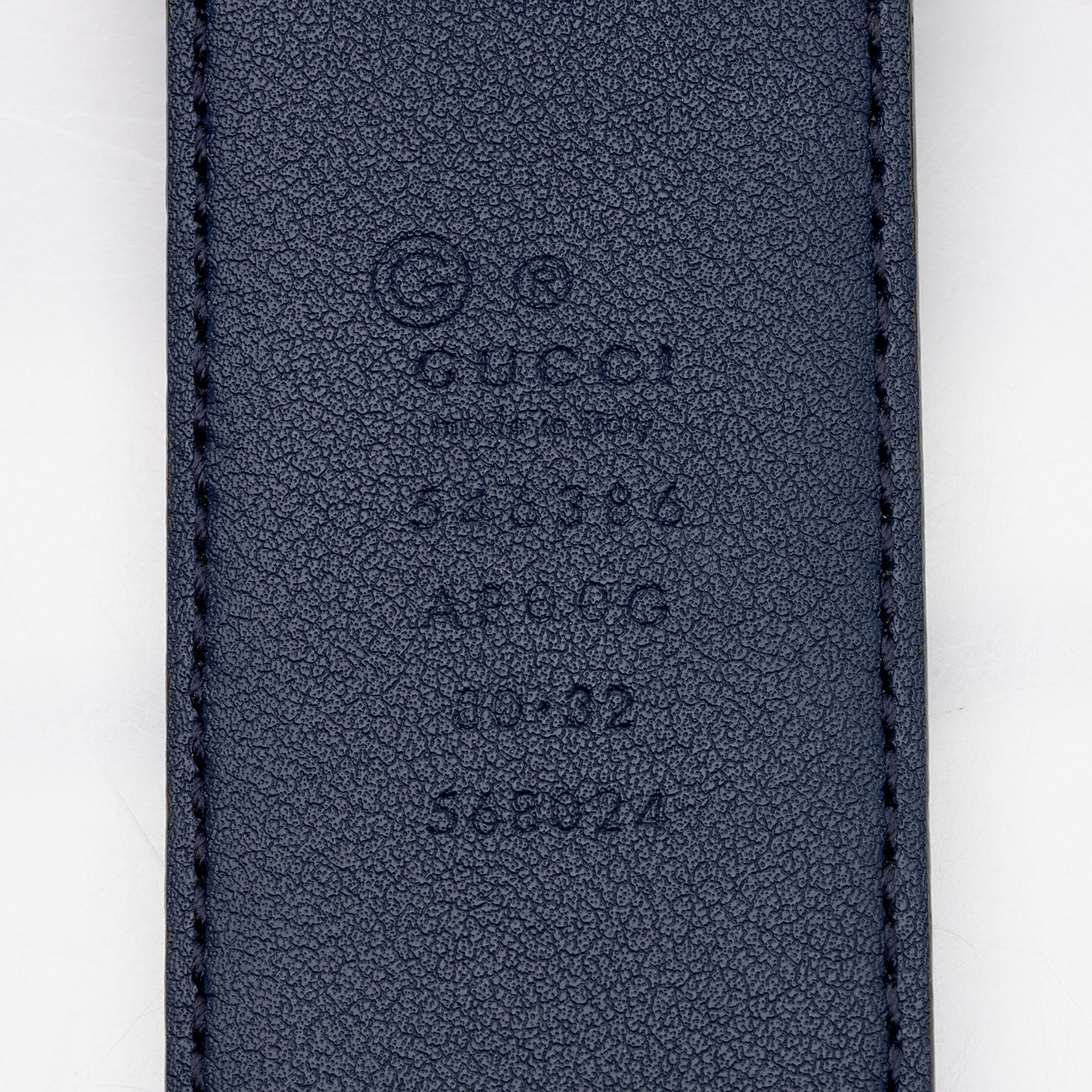 Gucci Interlocking G Belt - Size Leather Blue Accessory