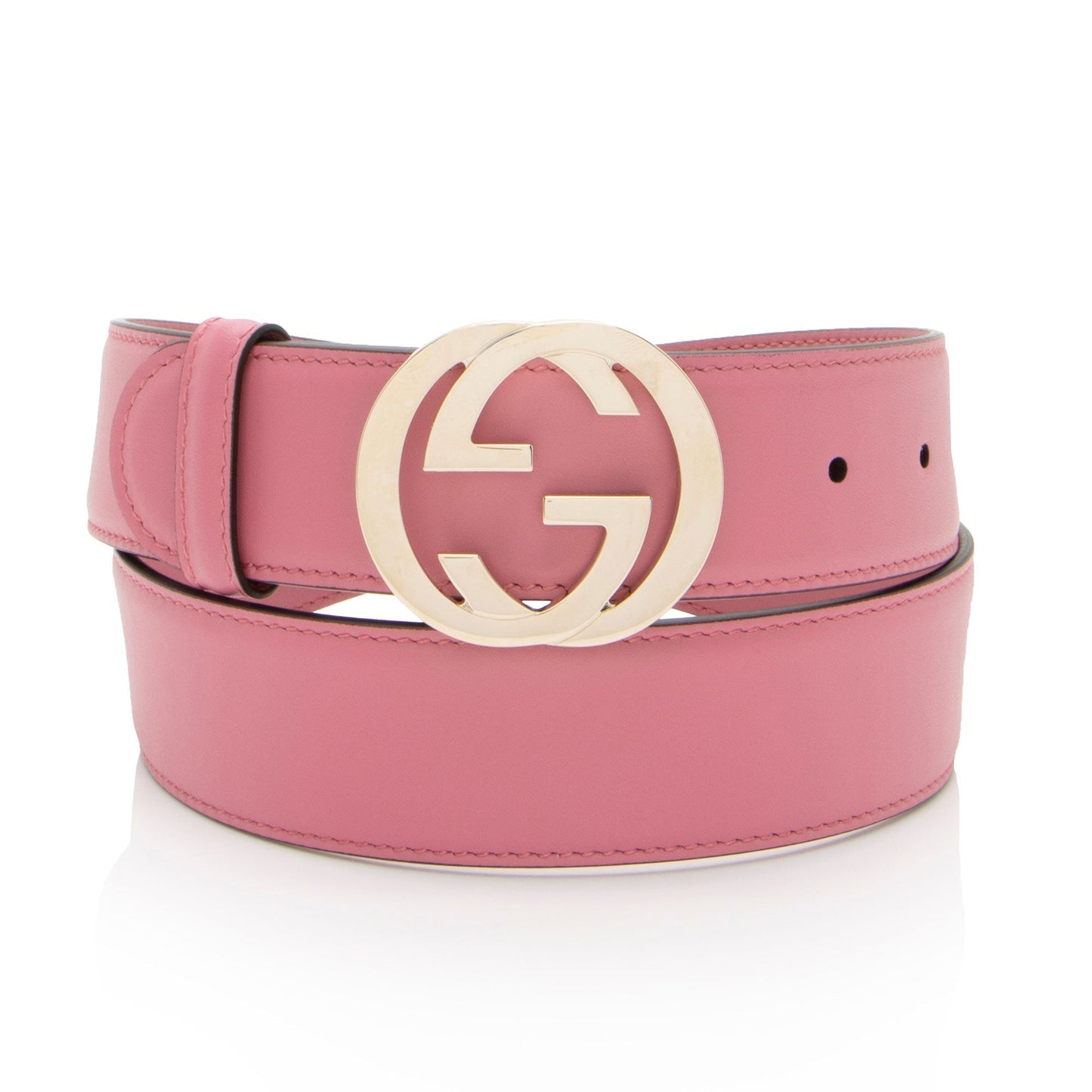 Gucci Interlocking G Belt - Size Leather Pink Accessory