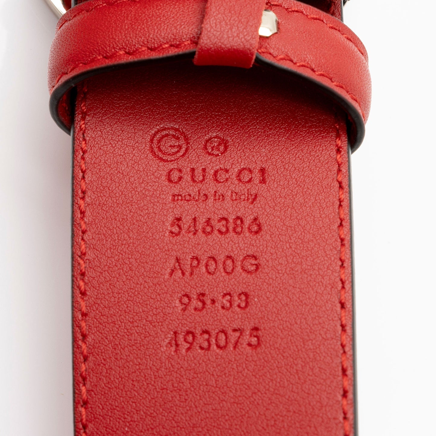 Gucci Interlocking G Belt - Size Leather Red Accessory