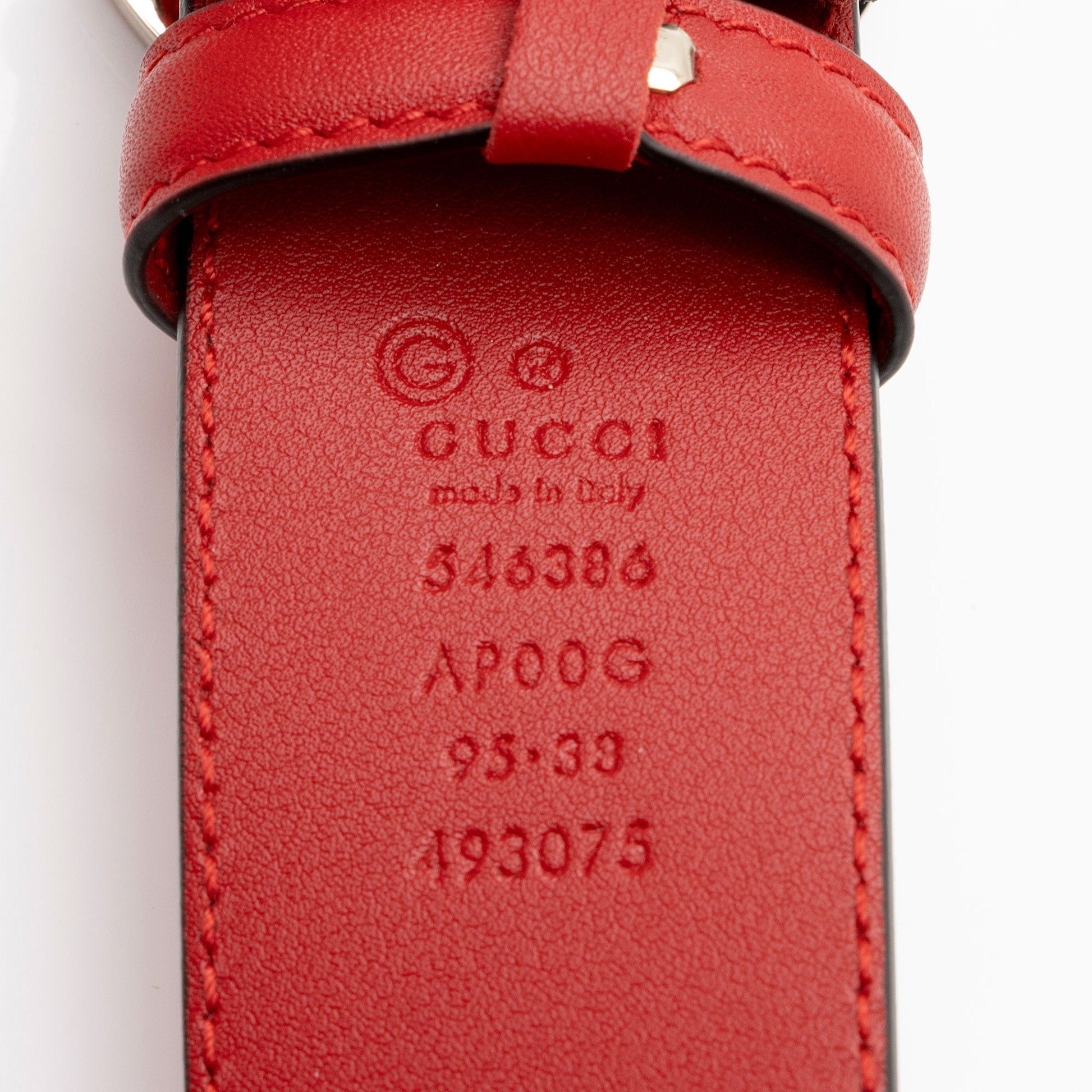 Gucci Interlocking G Belt - Size Leather Red Accessory