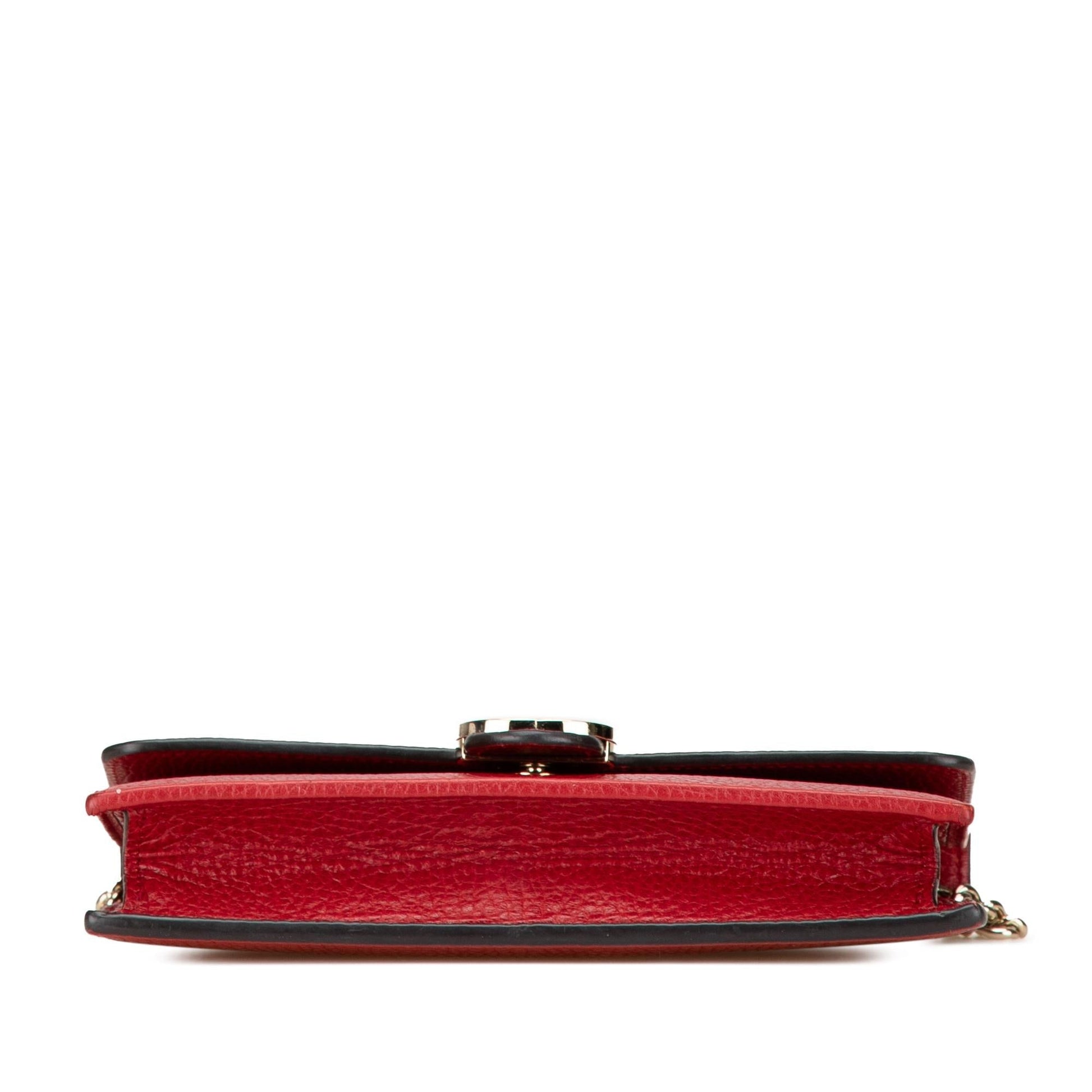 Gucci Interlocking G Dollar Wallet on Leather Calf Red Chain Crossbody Bag On Chain