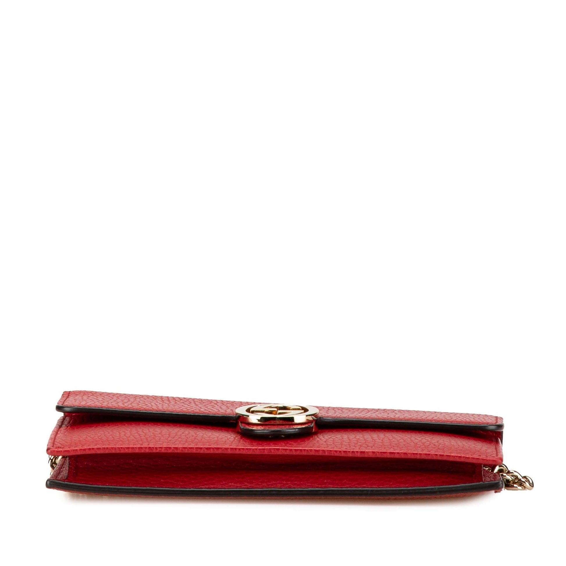 Gucci Interlocking G Dollar Wallet on Leather Calf Red Chain Crossbody Bag Chain 3