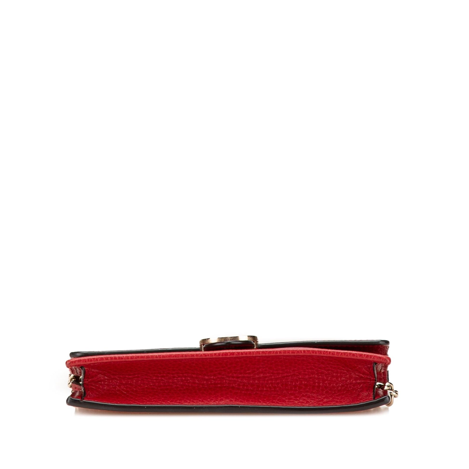 Gucci Interlocking G Dollar Wallet on Leather Calf Red Chain Crossbody Bag Chain 4