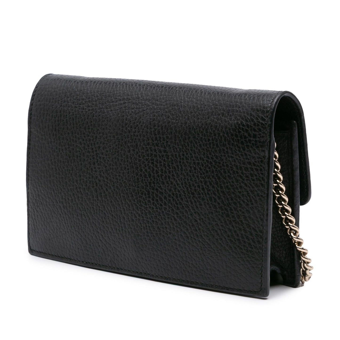 Gucci Interlocking G Dollar Wallet on Leather Calf Black Chain Crossbody Bag