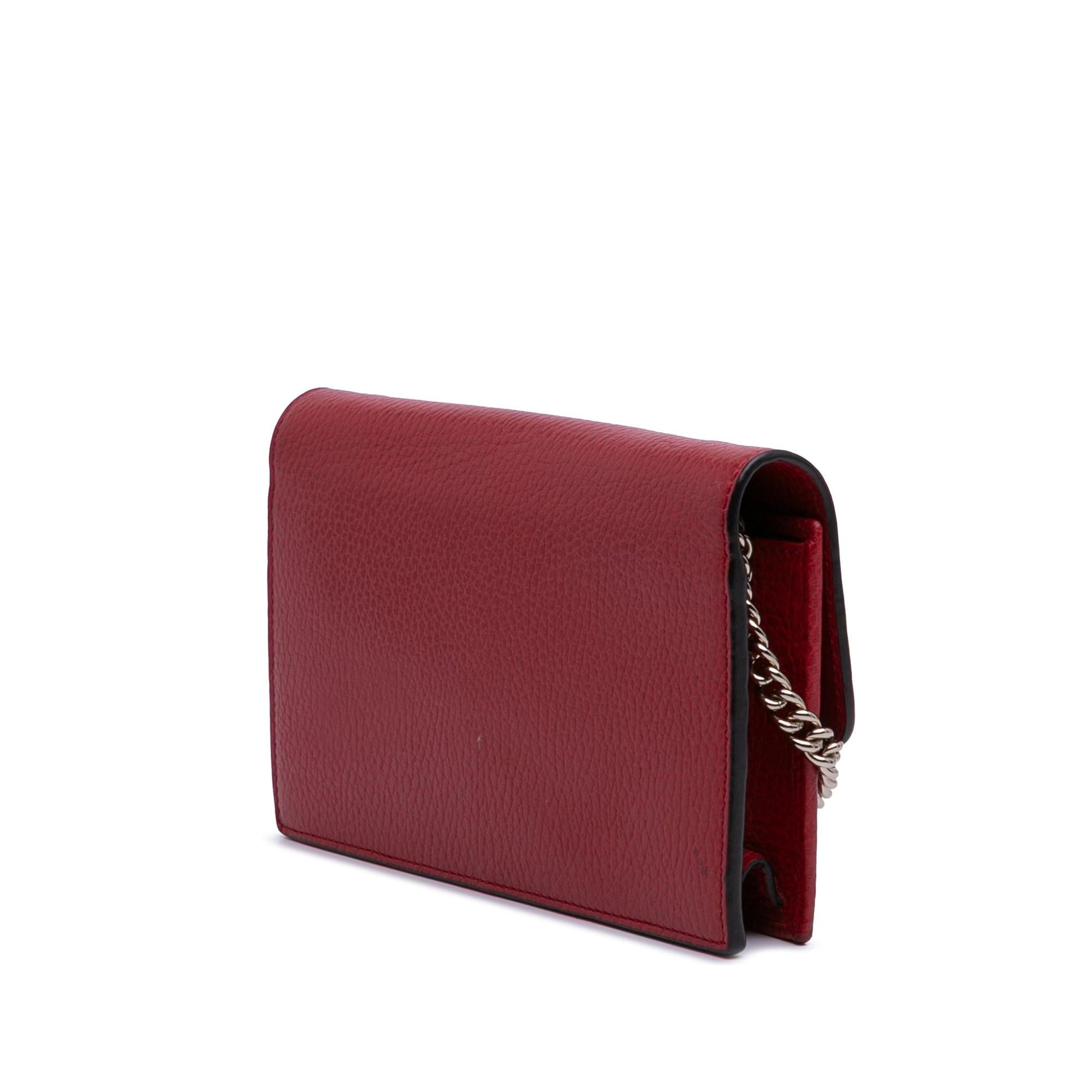 Gucci Interlocking G Dollar Wallet on Leather Calf Red Chain Crossbody Bag