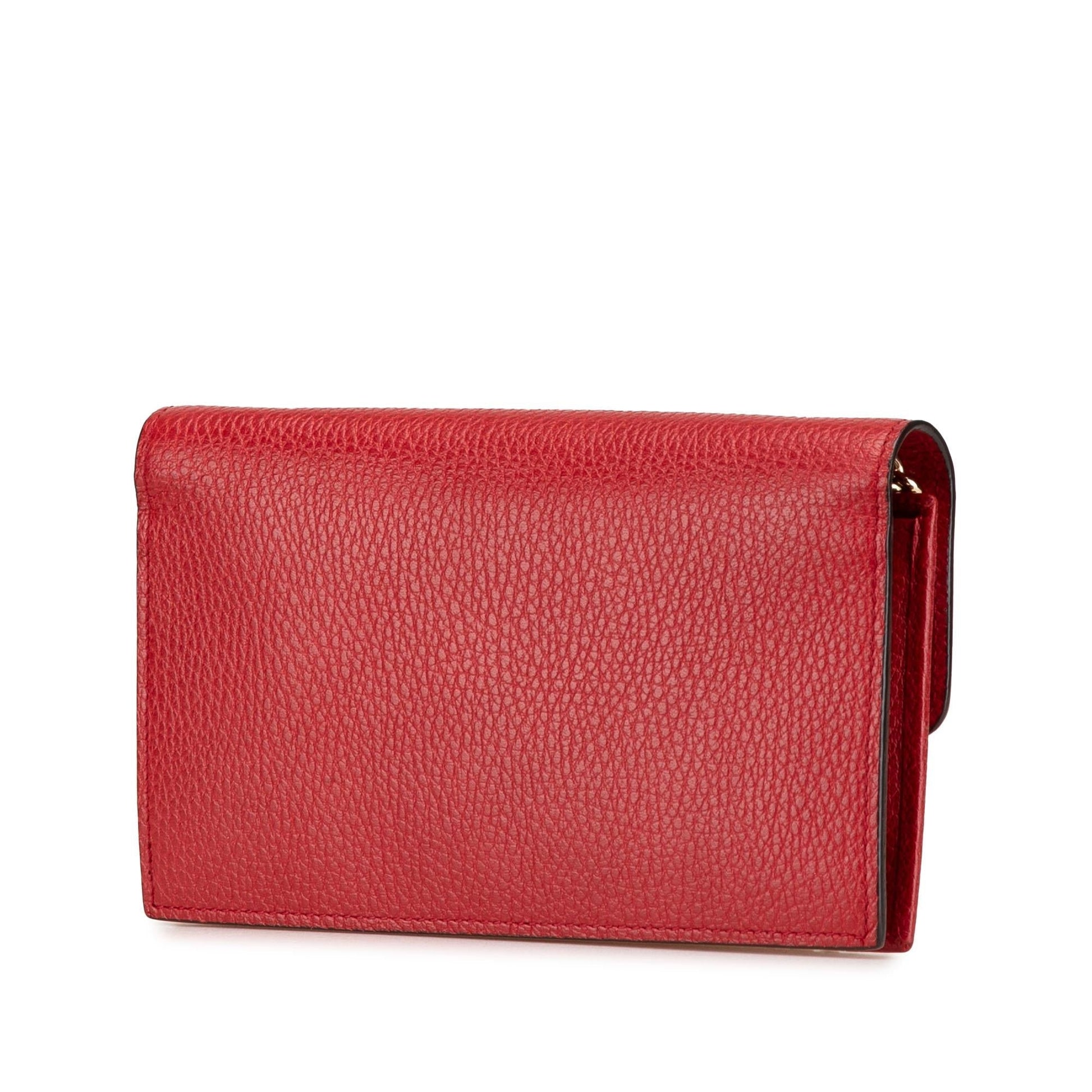 Gucci Interlocking G Dollar Wallet on Leather Calf Red Chain Crossbody Bag Chain 10