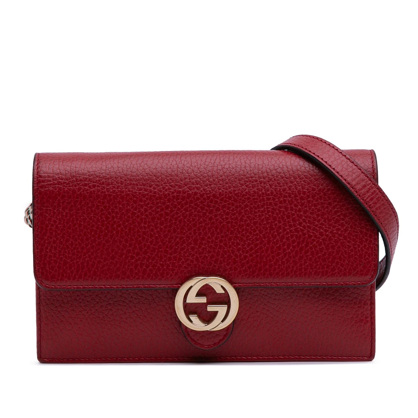 Gucci Interlocking G Dollar Wallet on Leather Calf Red Chain Crossbody Bag Chain 11