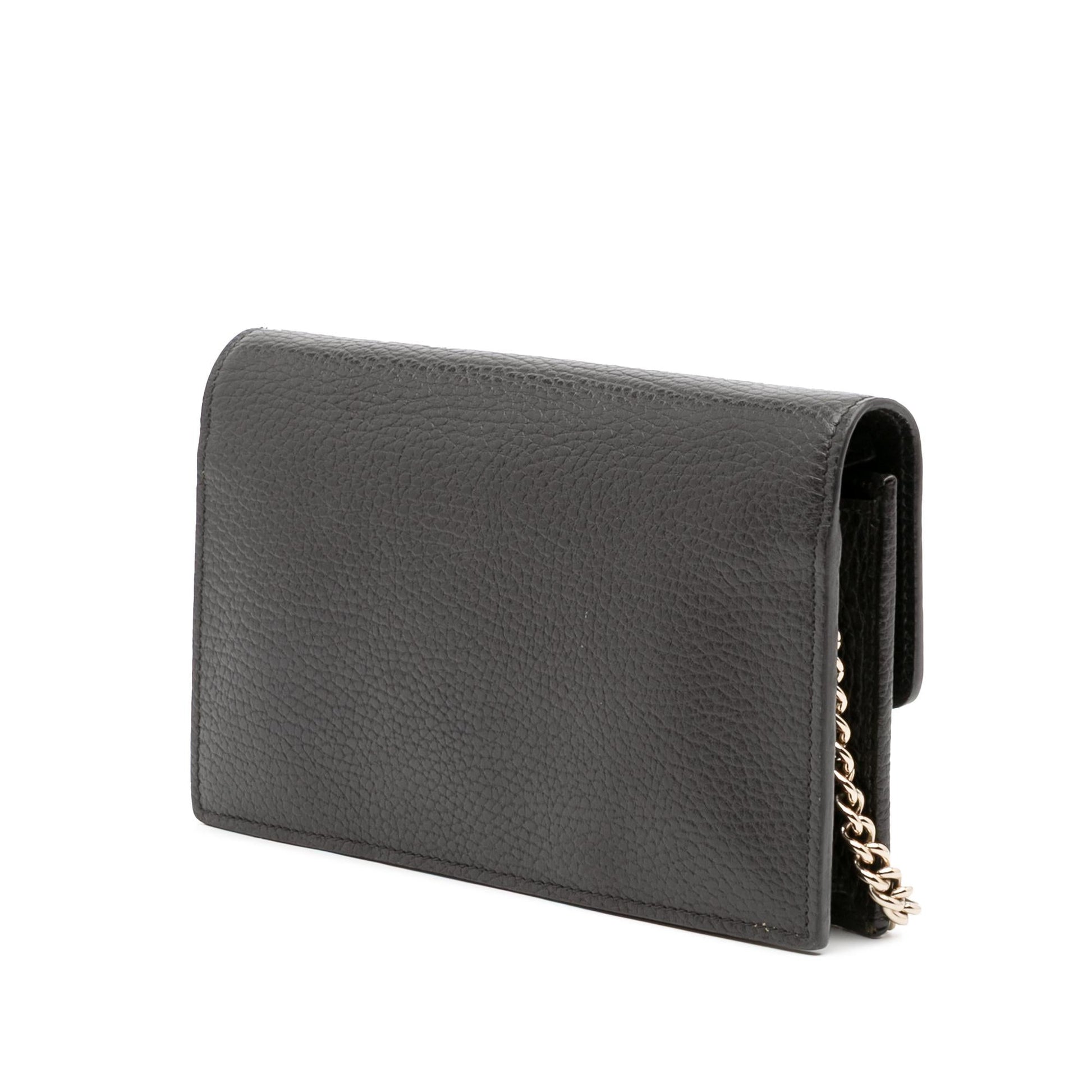 Gucci Interlocking G Dollar Wallet on Leather Calf Black Chain Crossbody Bag Chain 13