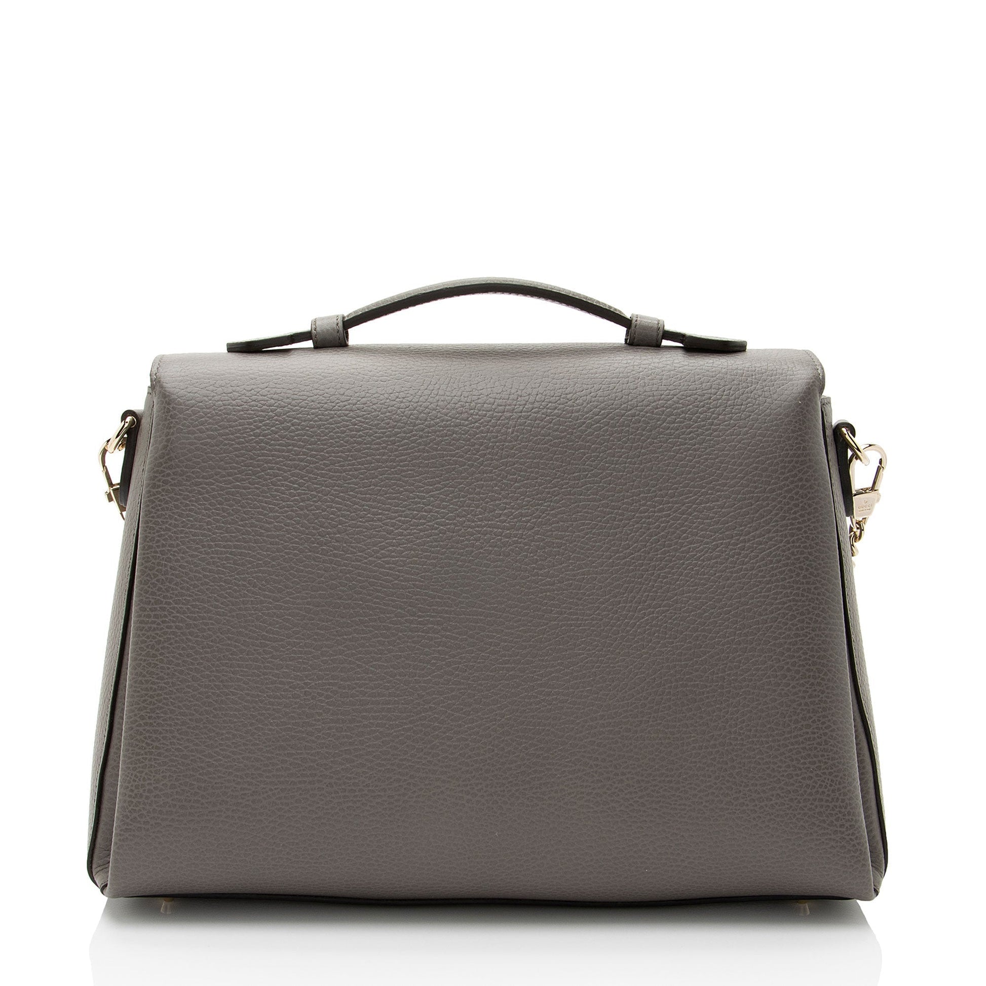 Gucci Interlocking G Leather Grey Medium Top Handle Satchel Bag