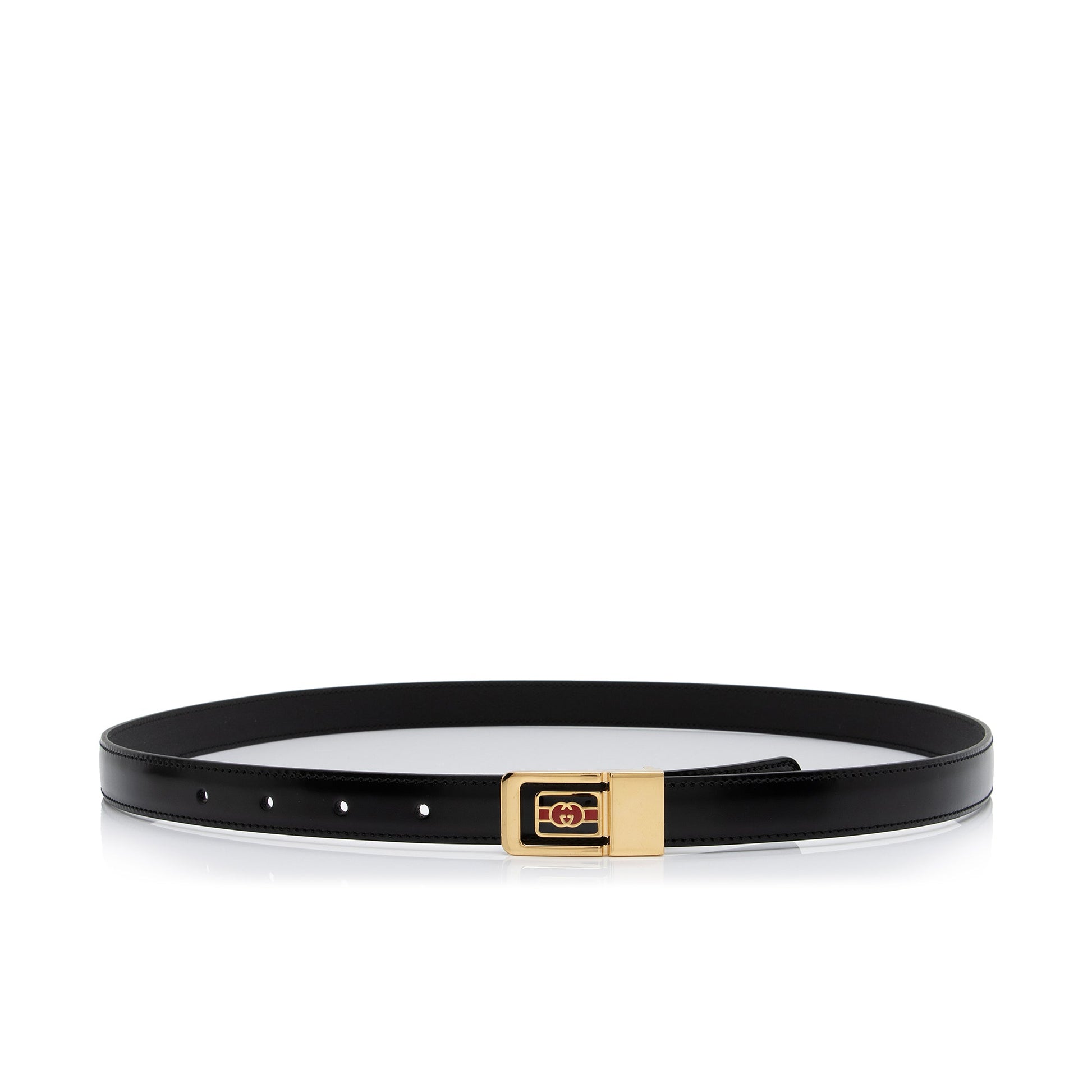 Gucci Interlocking G Skinny Belt - Leather Black Accessory