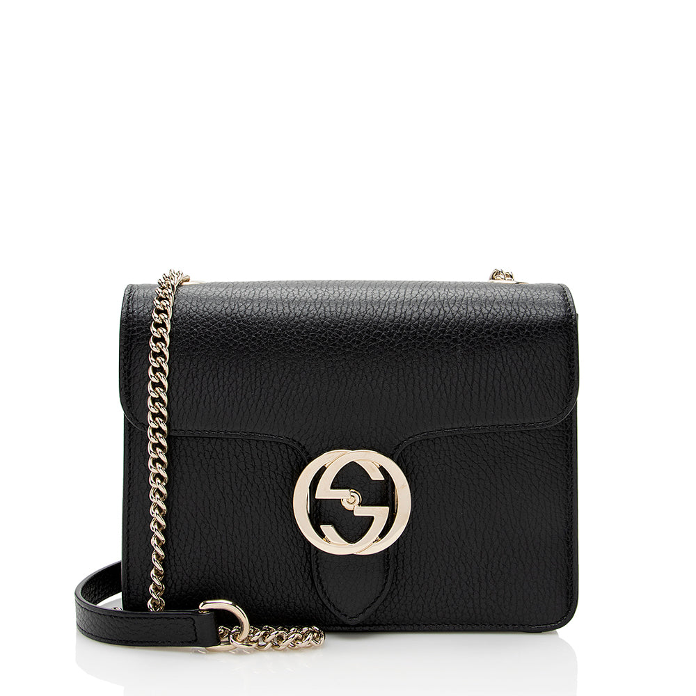 Gucci Interlocking G SHF Leather Black Small Crossbody Bag