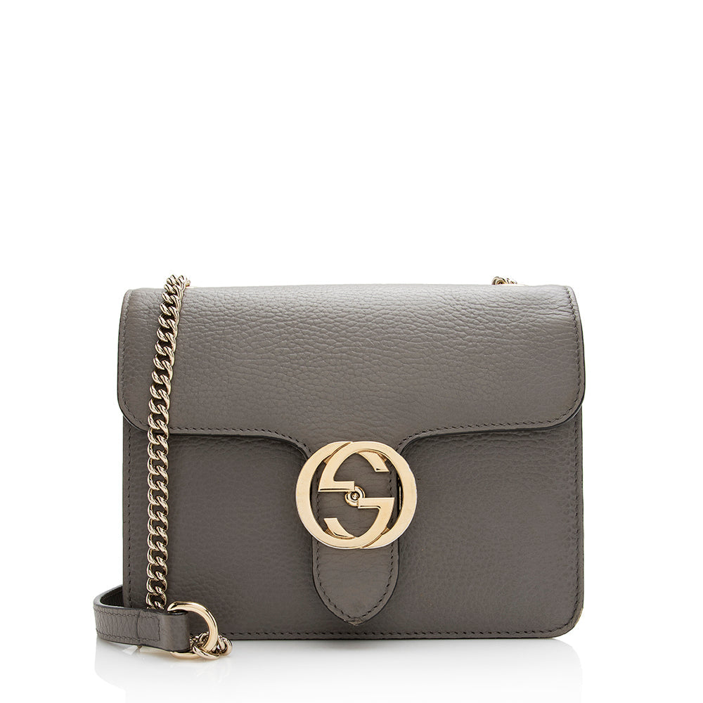 Gucci Interlocking G SHF Leather Grey Small Shoulder Bag