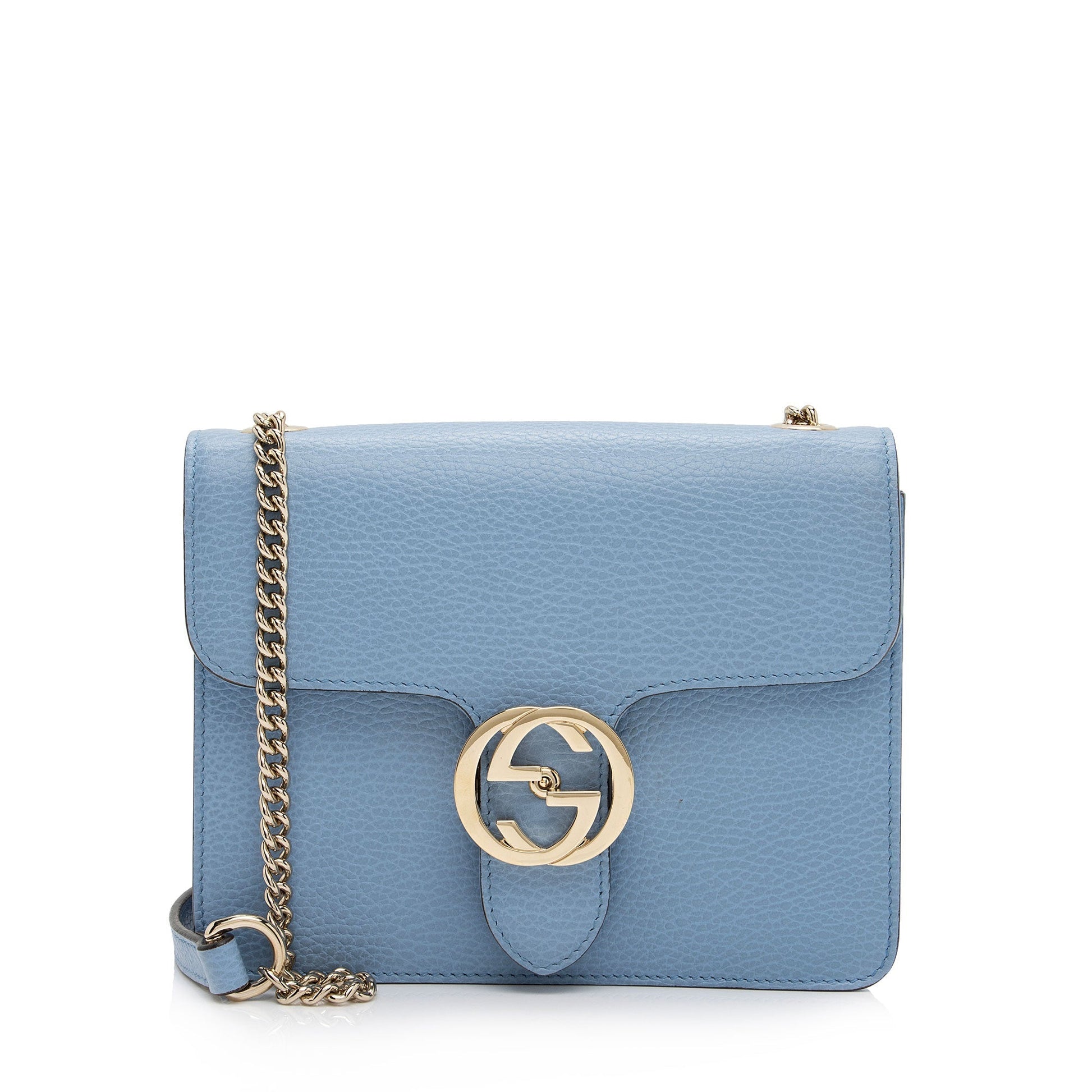 Gucci Interlocking G SHF-PdpWhK Leather Blue Small Crossbody Bag