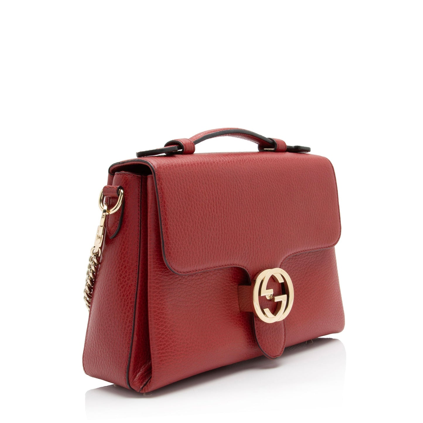 Gucci Interlocking G Top Handle Leather Calfskin Red Small Crossbody Bag