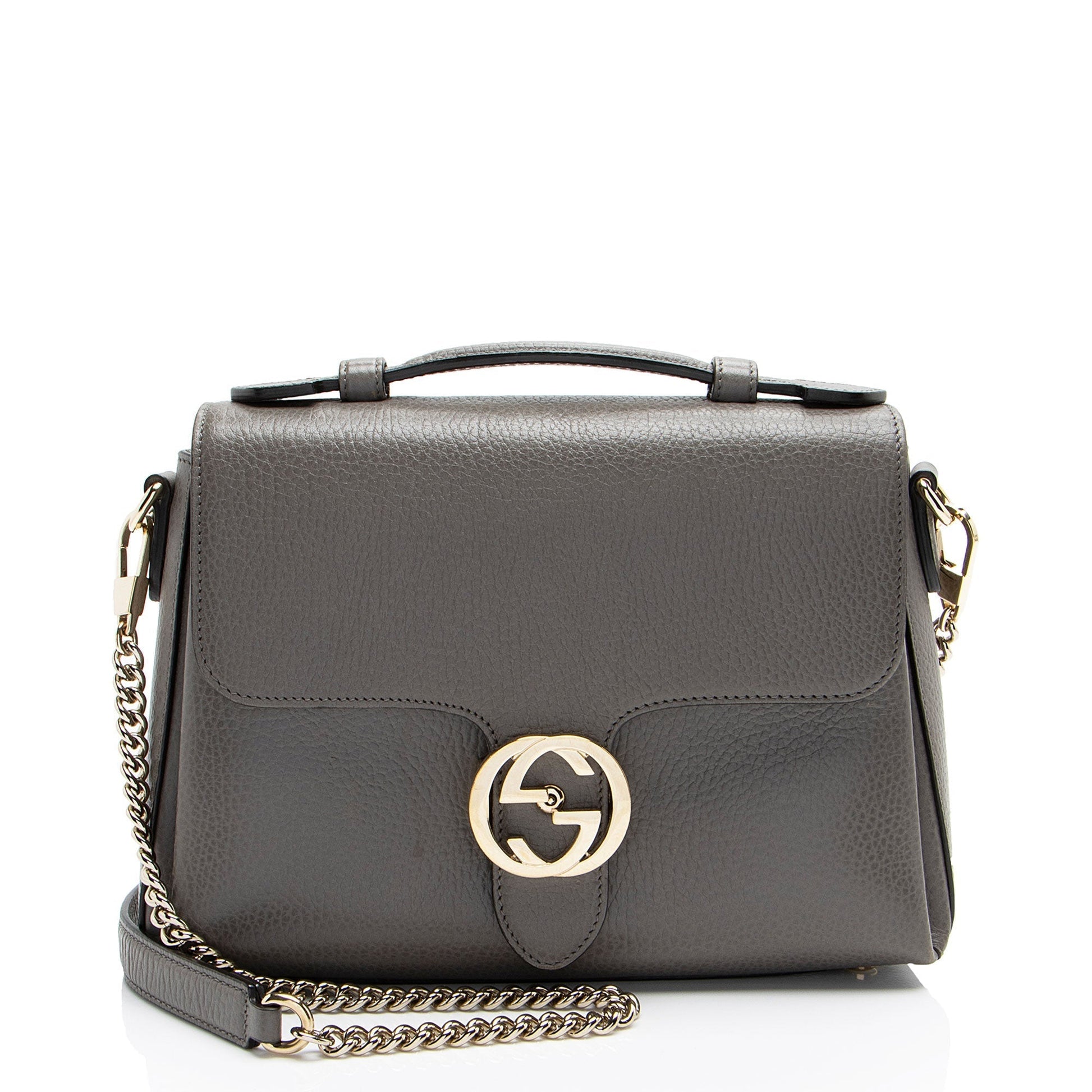Gucci Interlocking G SHF-ug7uku Leather Grey Small Top Handle Shoulder Bag