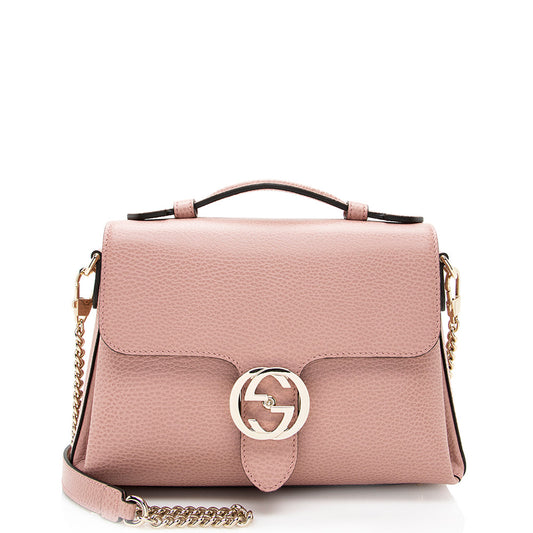 Gucci Interlocking G SHF Leather Pink Top Handle Shoulder Bag