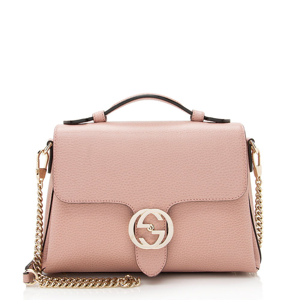 Gucci Interlocking G SHF Leather Pink Small Top Handle Shoulder Bag