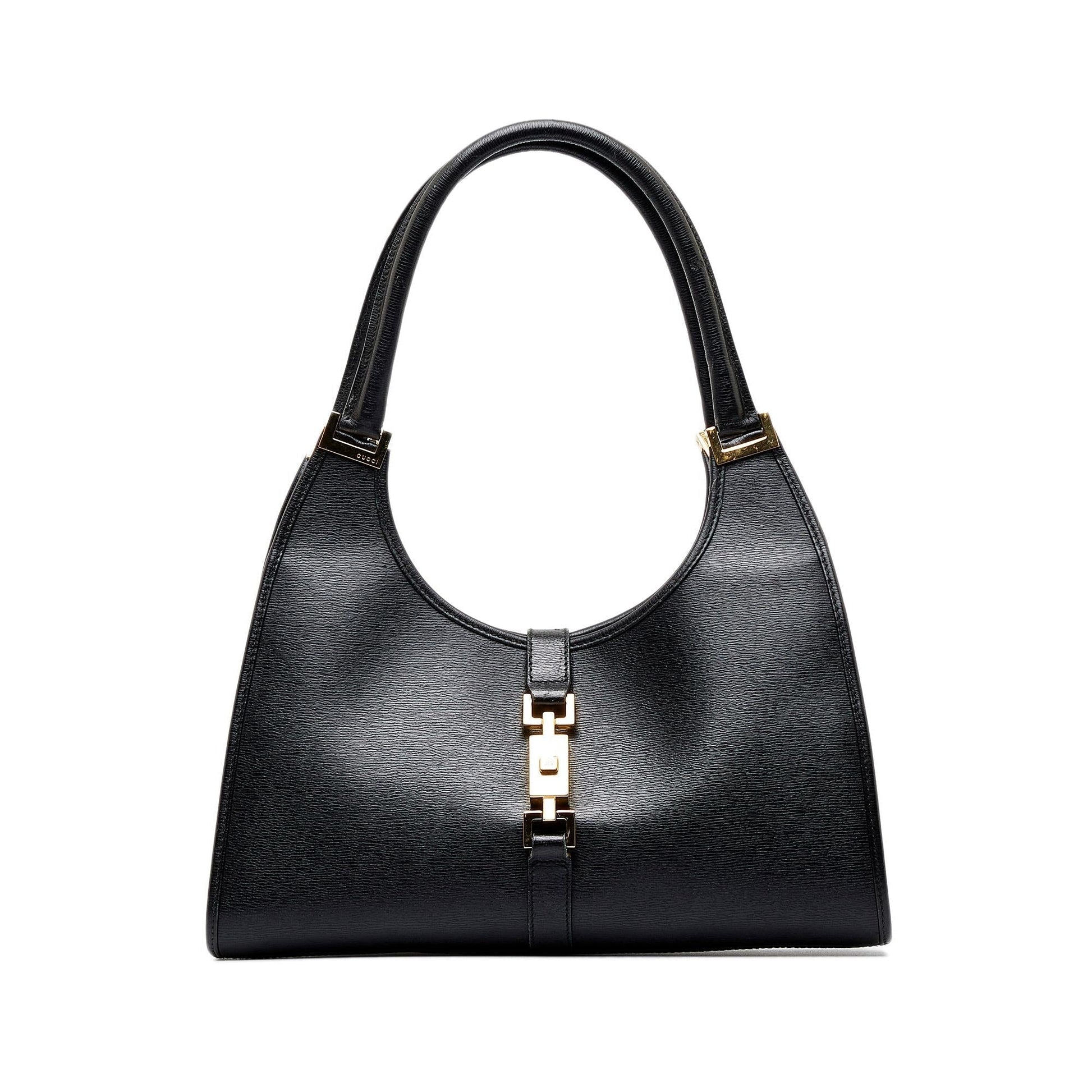 Gucci Jackie Bardot SHG-KlHlGu Leather Calf Black Shoulder Bag