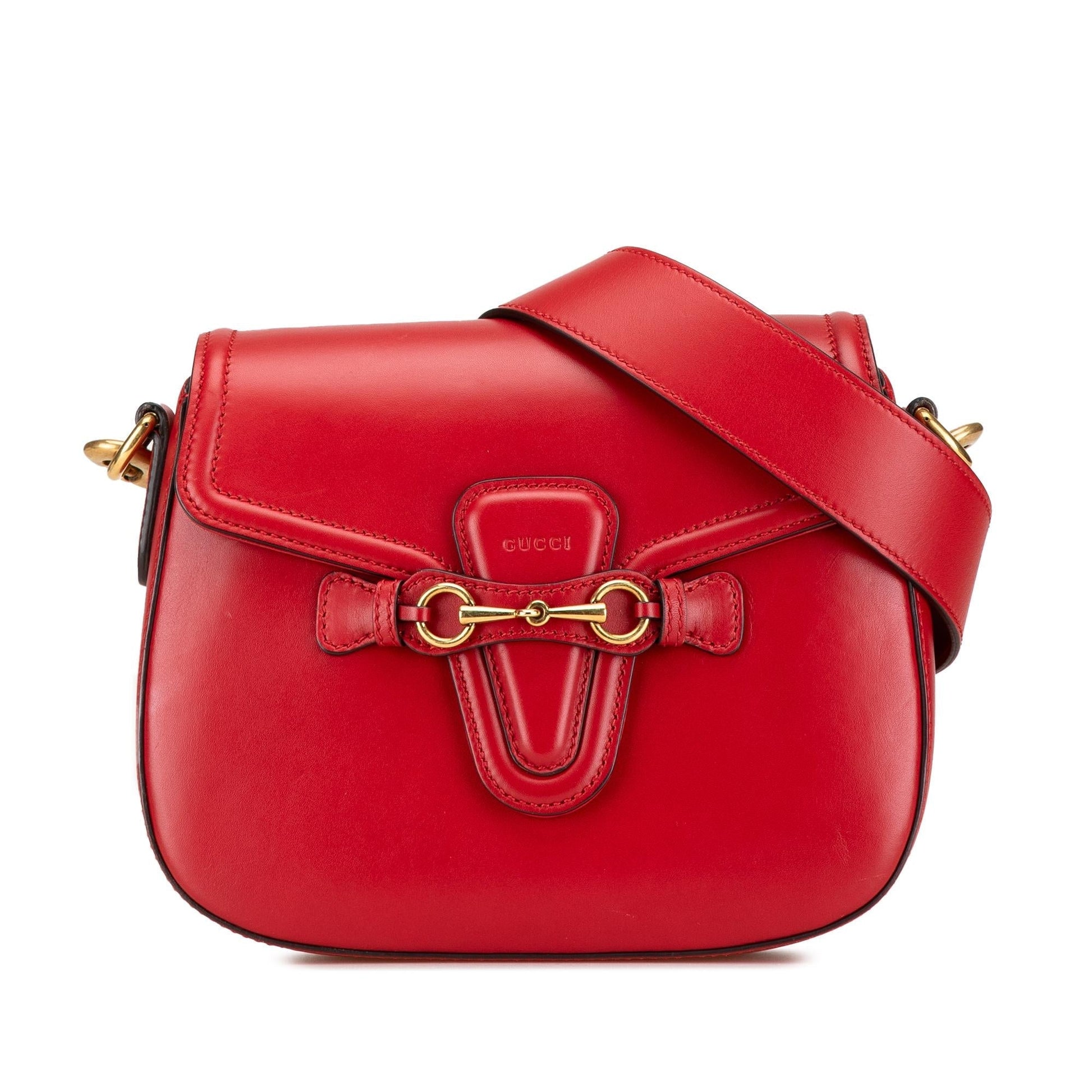 Gucci Lady Web Leather Calf Red Crossbody Bag