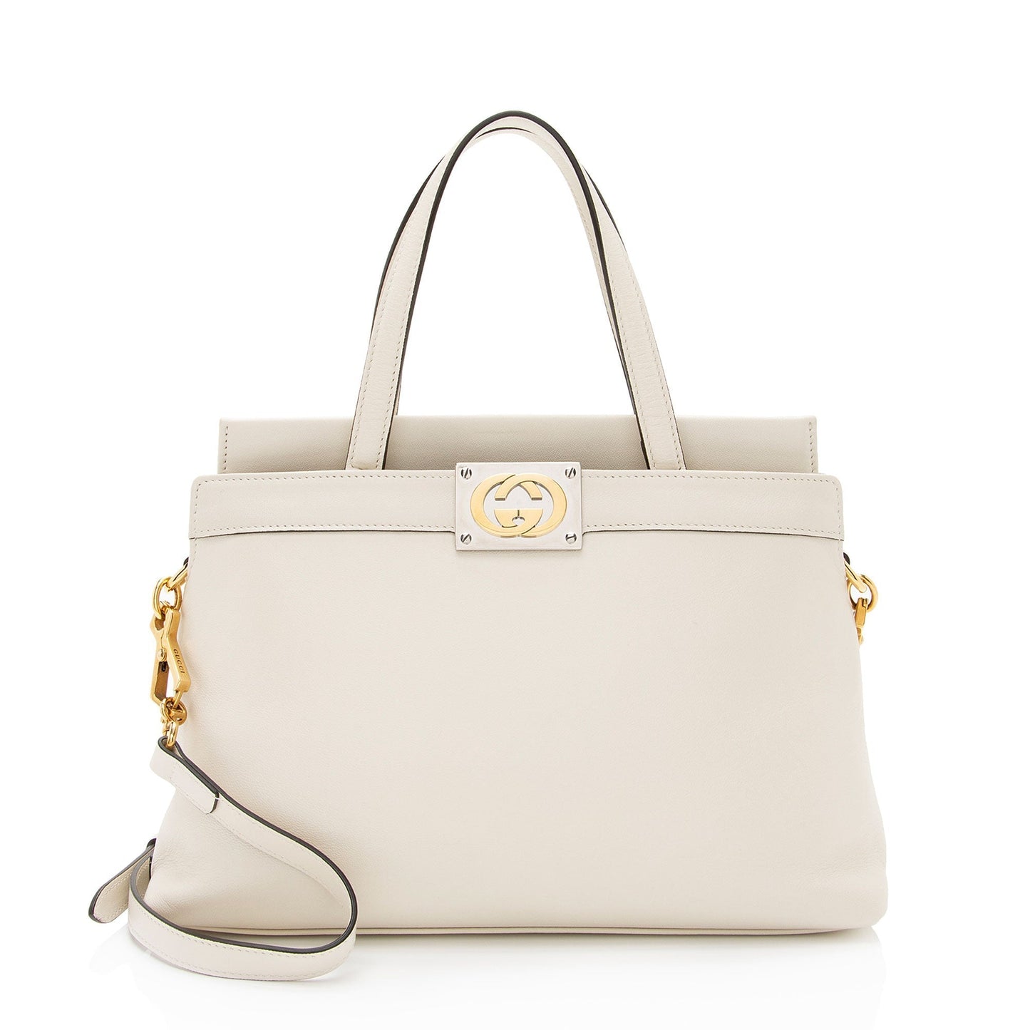 Gucci Interlocking G SHF-sjQV4q Calf Calfskin White Top Handle Tote Bag