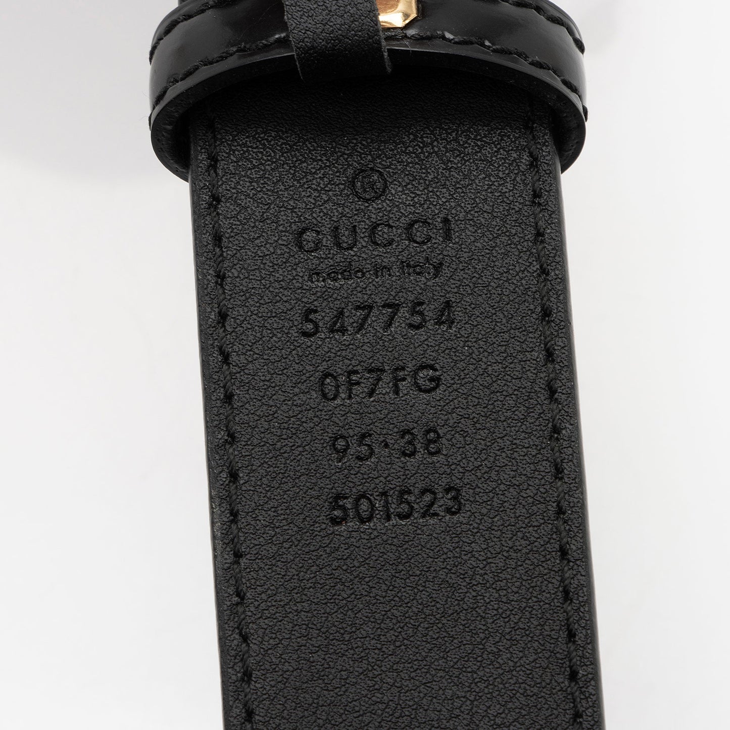 Gucci Enamel Belt - Size 38 Leather Black Logo Accessory